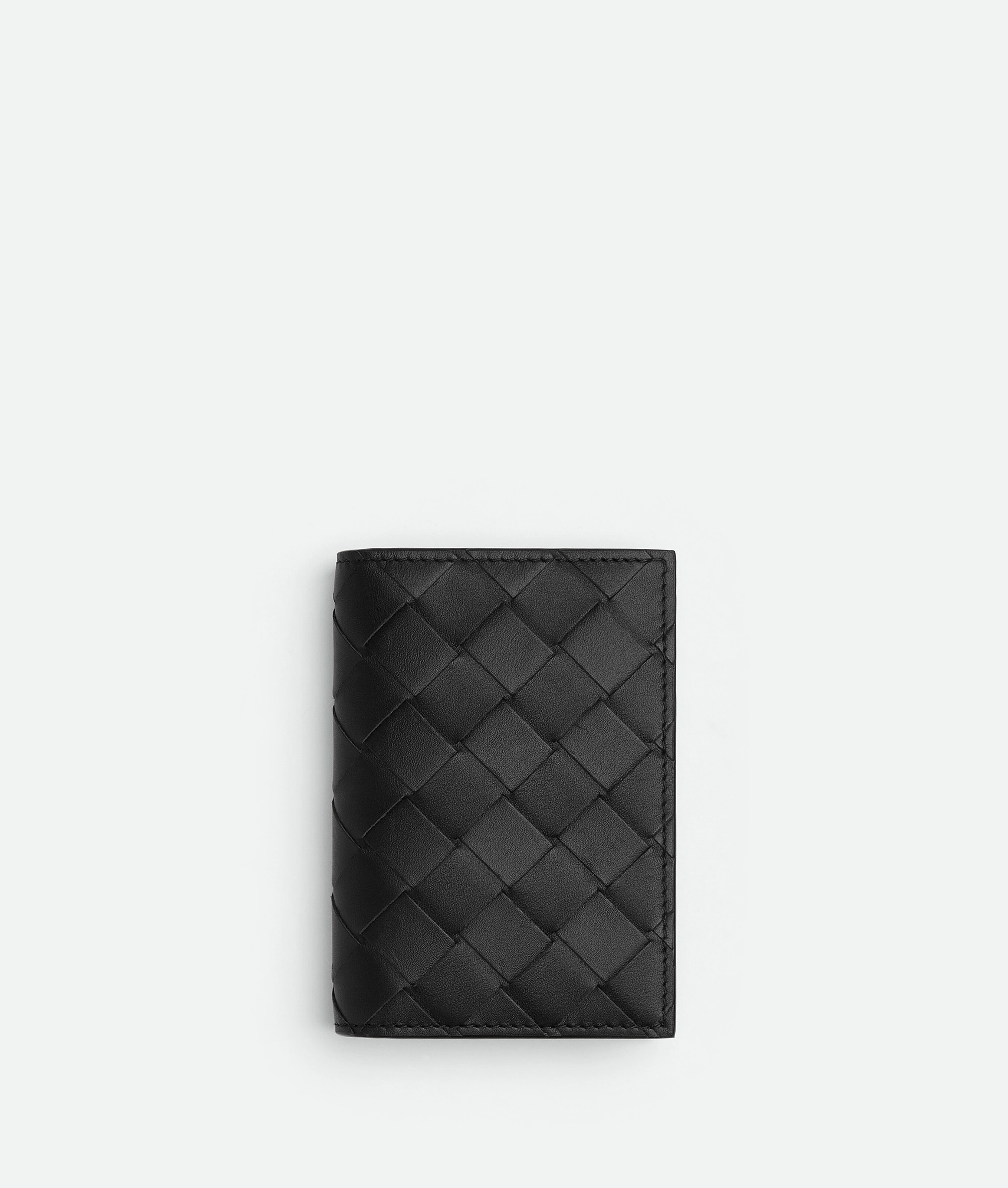 Bottega Veneta Intrecciato Flap Card Case In Black