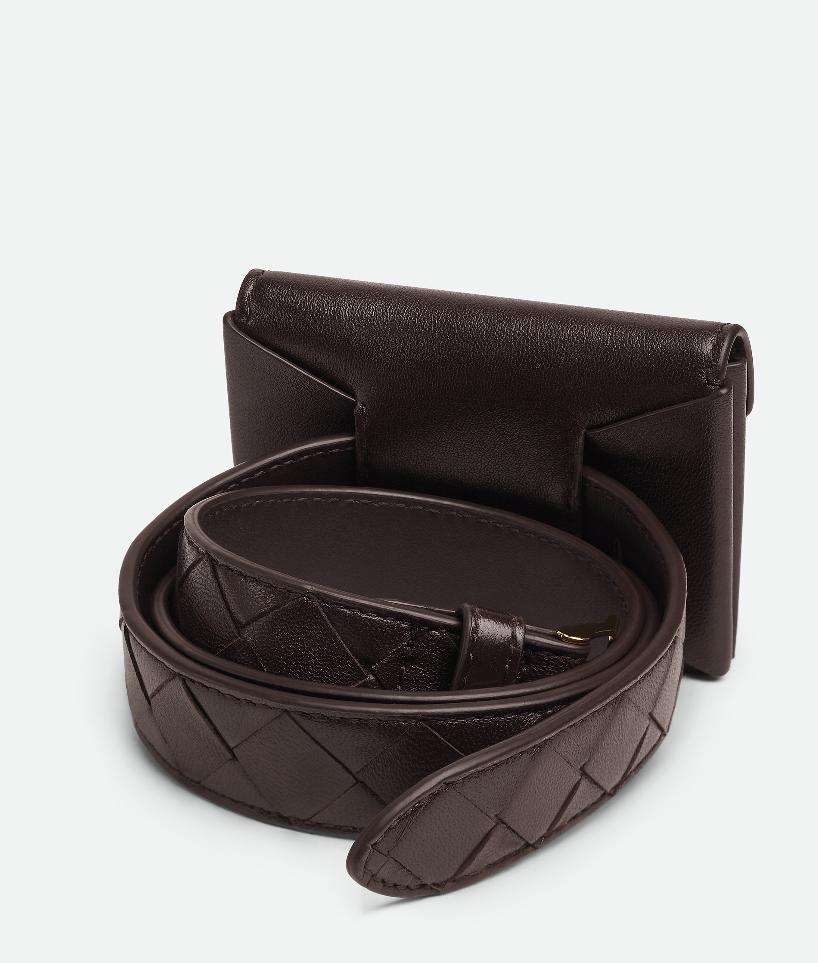 Shop Bottega Veneta Intrecciato Watch Pocket Belt In Brown