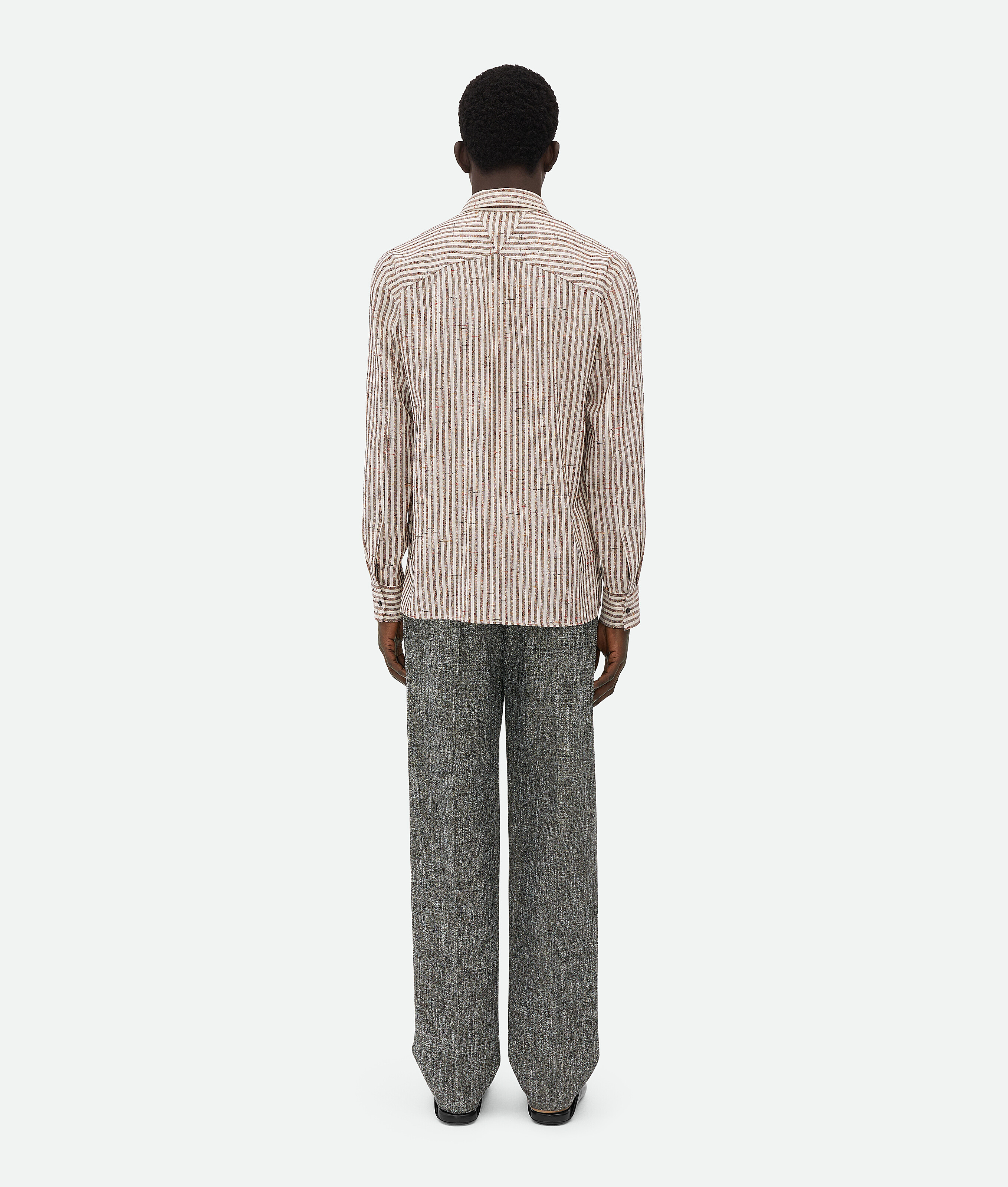 Bottega Veneta Flecked Stripe Button-up Shirt In Talc/loam
