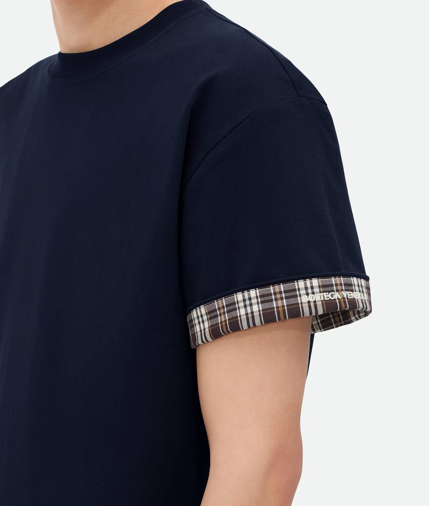 Display a large version of the product image 4 - Double Layer Checked Cotton T-Shirt