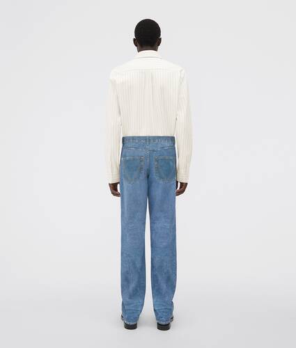 Pantalon En Cuir Imprimé Effet Denim