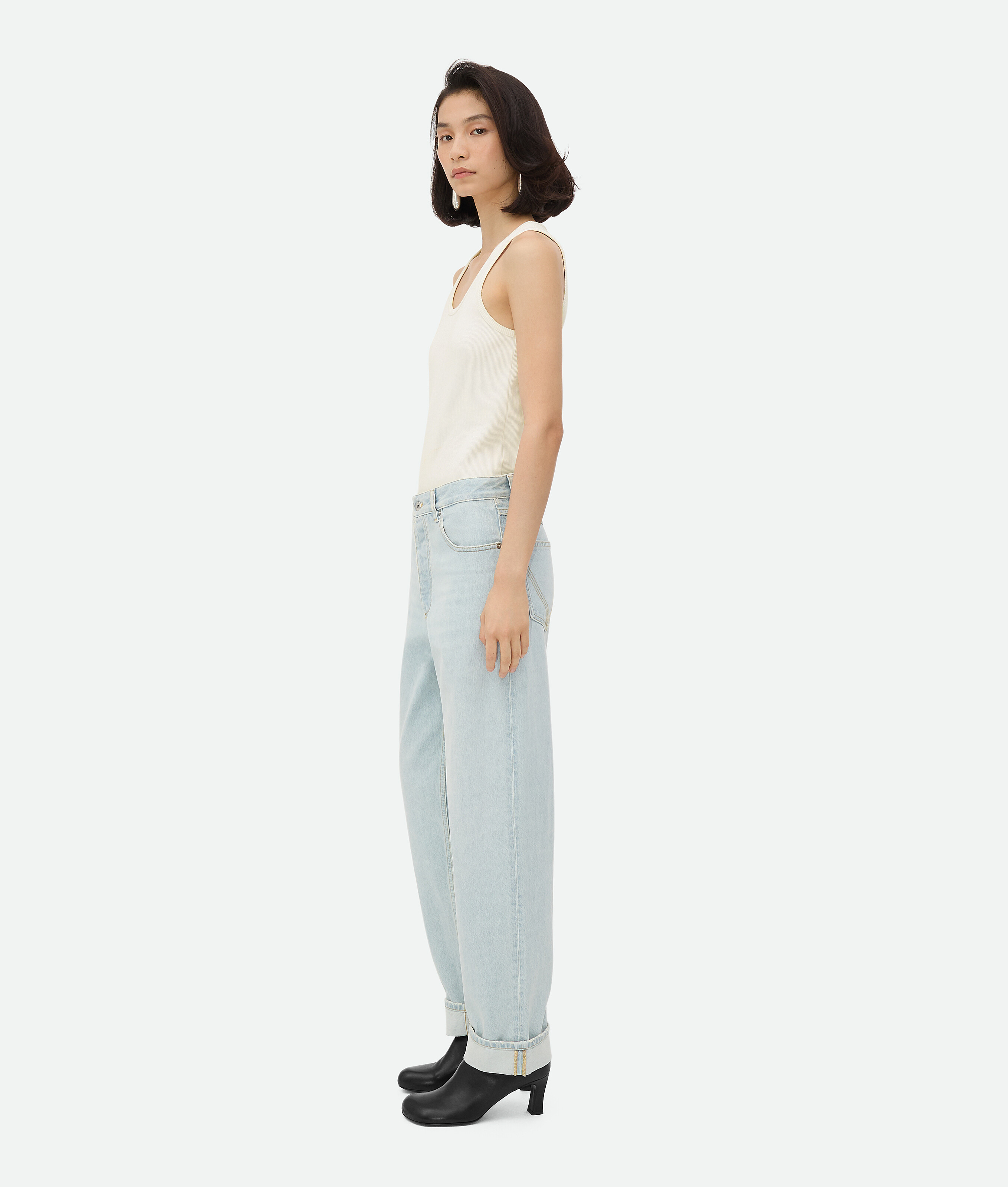 Bottega Veneta Extra Bleached Turned Up Jeans In Light Blue
