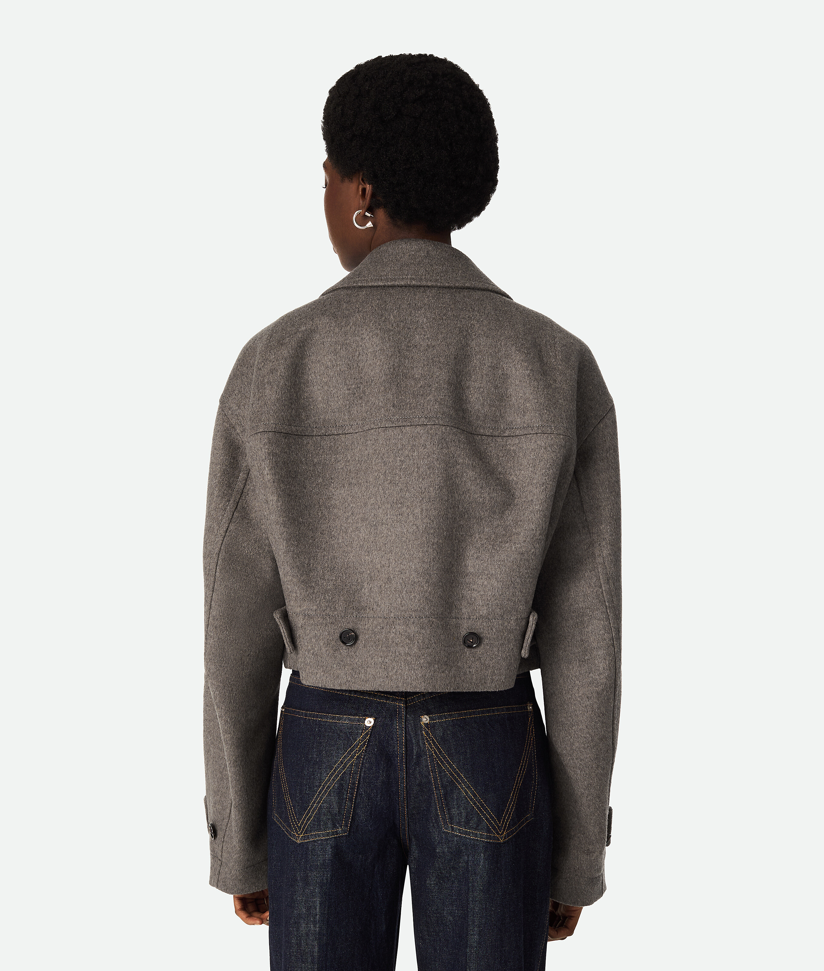 Shop Bottega Veneta Double Wool Cashmere Blouson In Peppercorn Melange