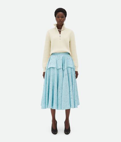 Textured Criss-Cross Viscose Silk Skirt