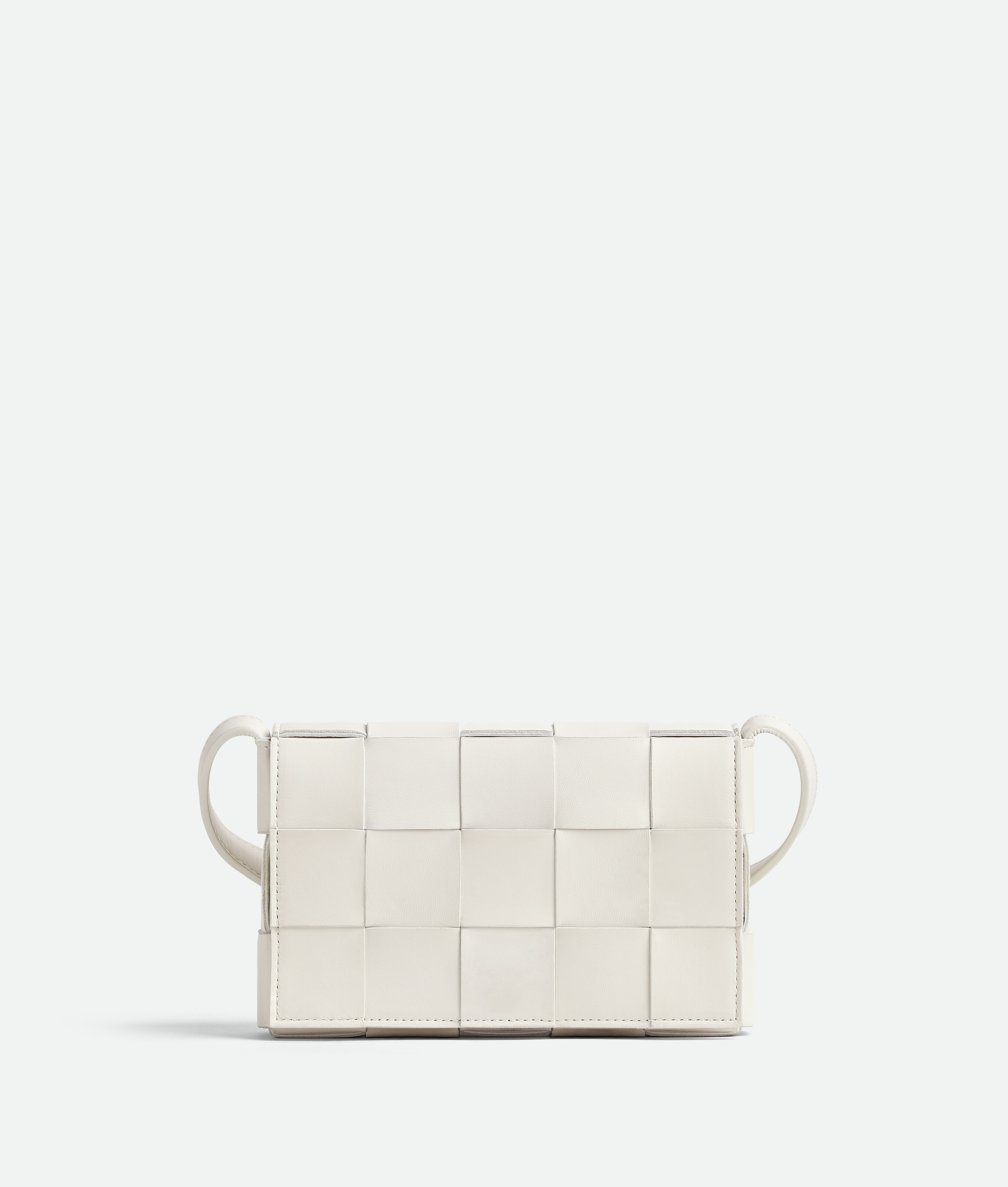Bottega Veneta Small Intrecciato Leather Cassette Crossbody Bag In 9009 White-gold