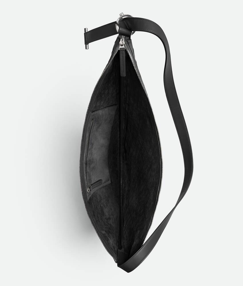 Bottega Veneta 15 Avenue Virgule Intrecciato Sling Bag Black-Silver