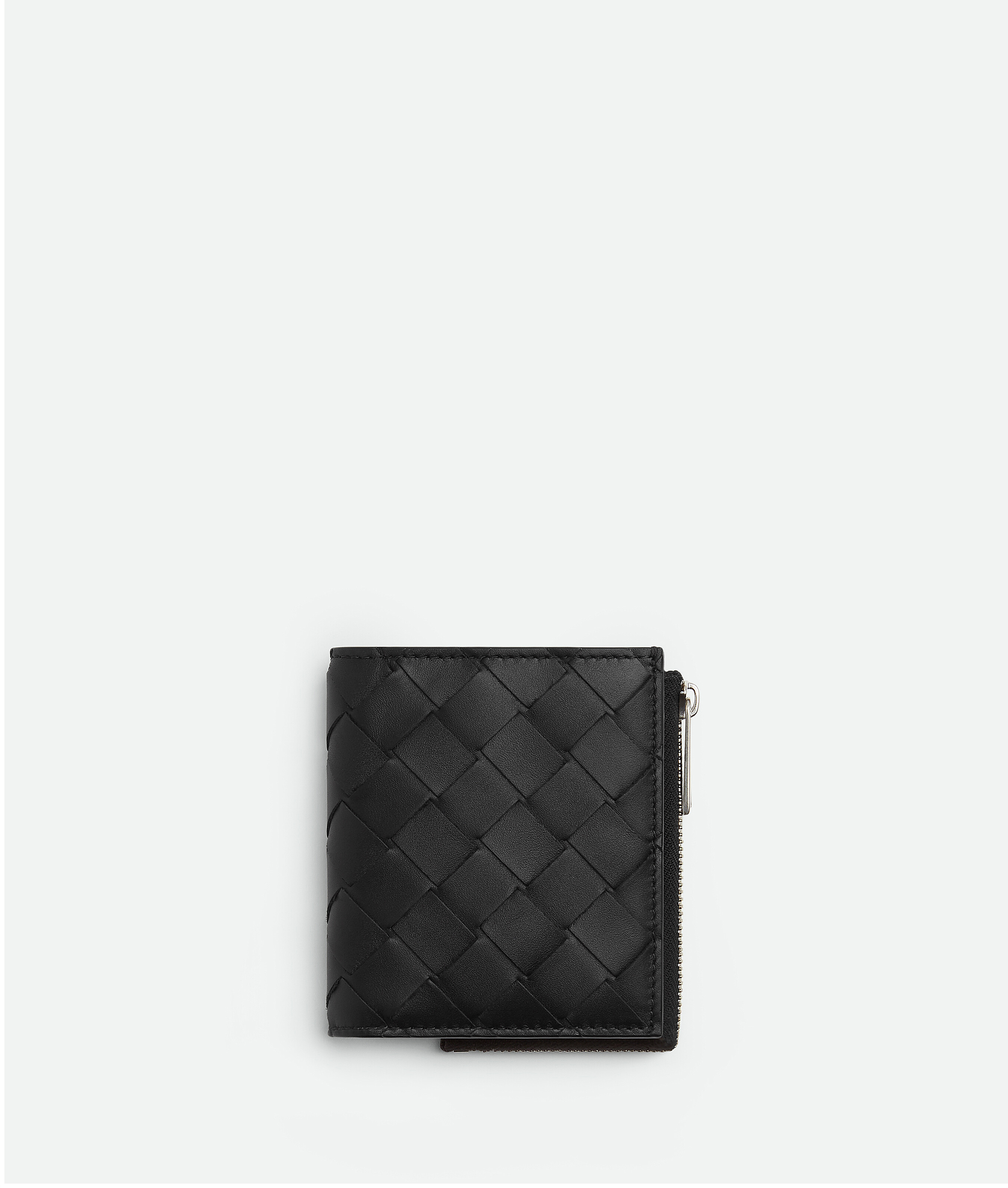 Bottega Veneta Intrecciato Bi-fold Wallet With Zip In Black
