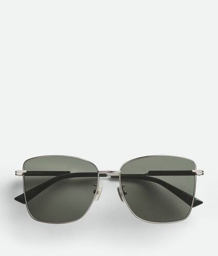 Square-Frame Silver-Tone Sunglasses
