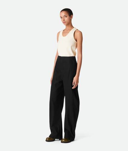 Cotton Twill Wide Leg Trousers