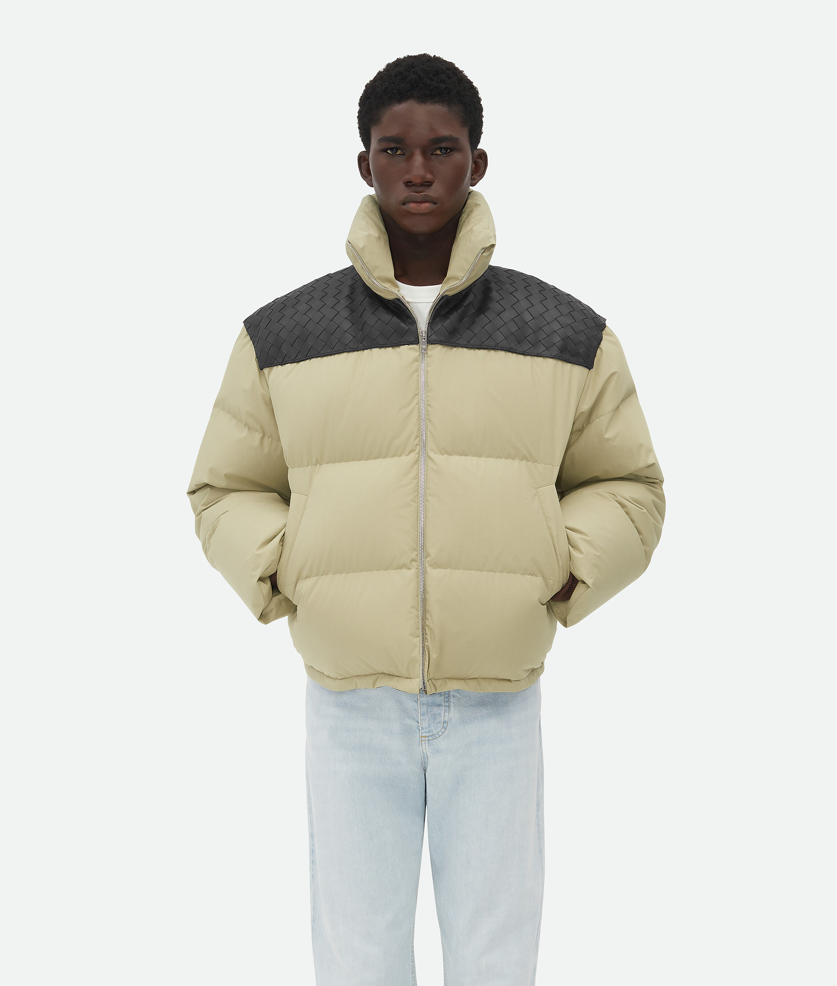 Bottega Veneta Frosted Poplin Puffer Jacket - Green - Man - XXS - Cotton