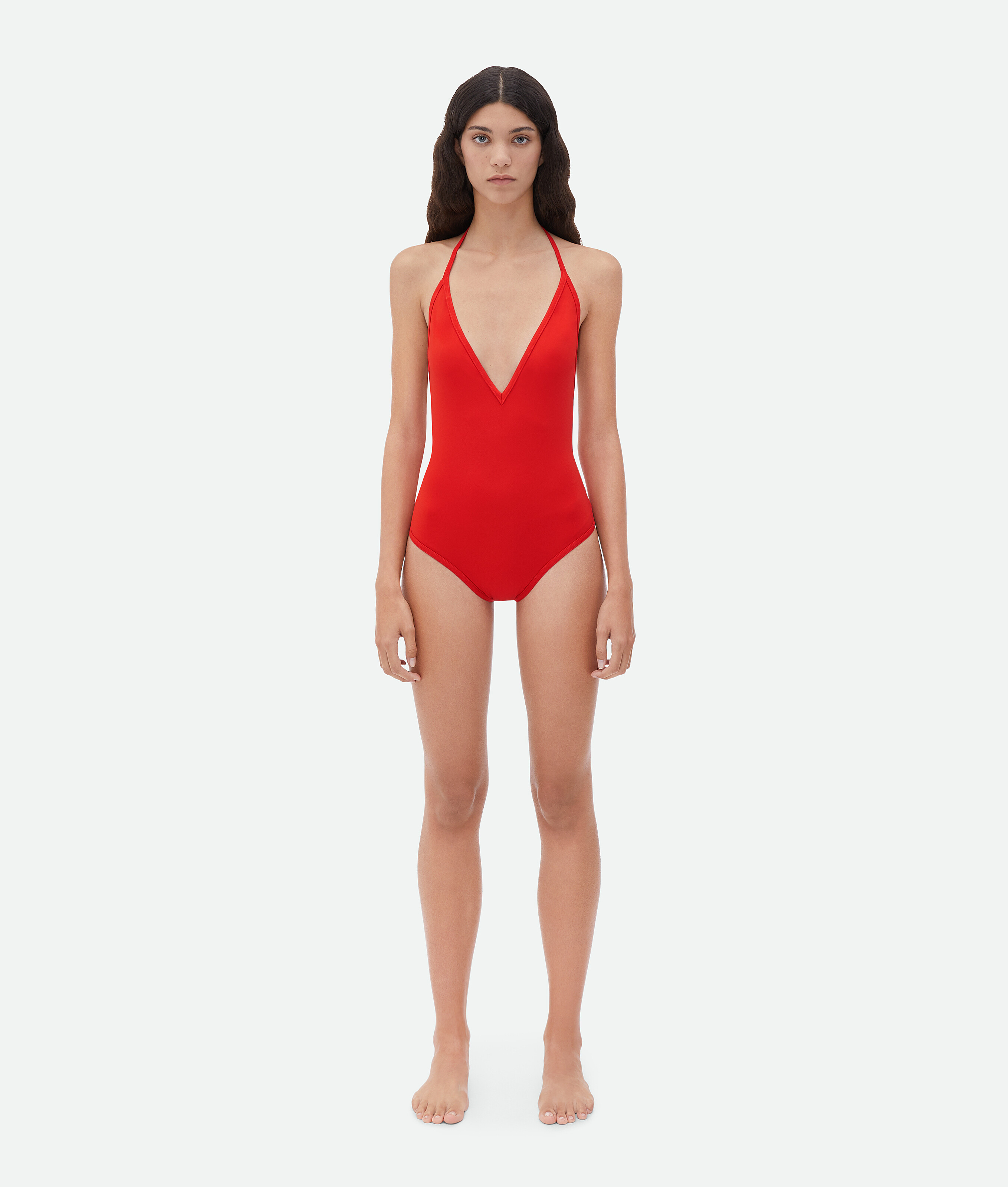 Bottega Veneta Bottega  Veneta Stretch Nylon Halter Neck Swimsuit In Red