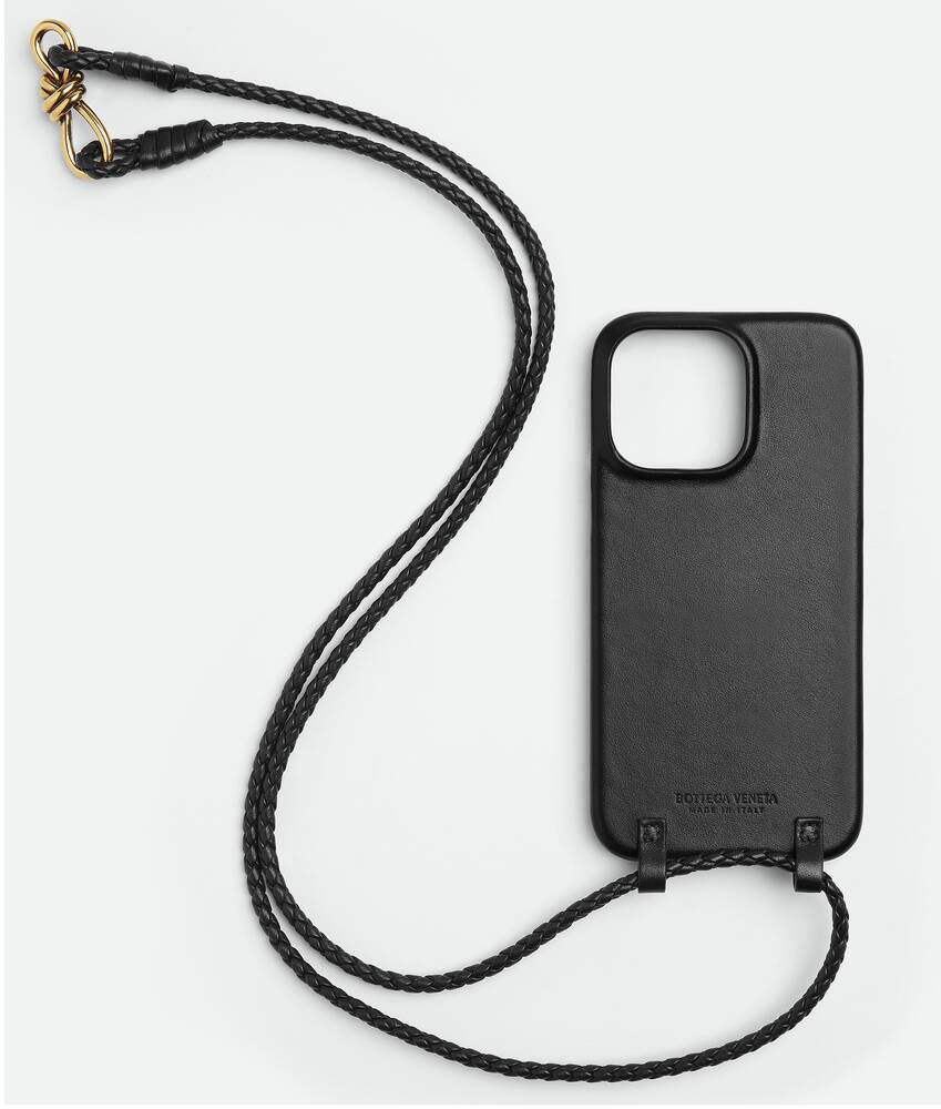 Bottega Veneta® Women's iPhone 14 Pro Max Andiamo Case in Black