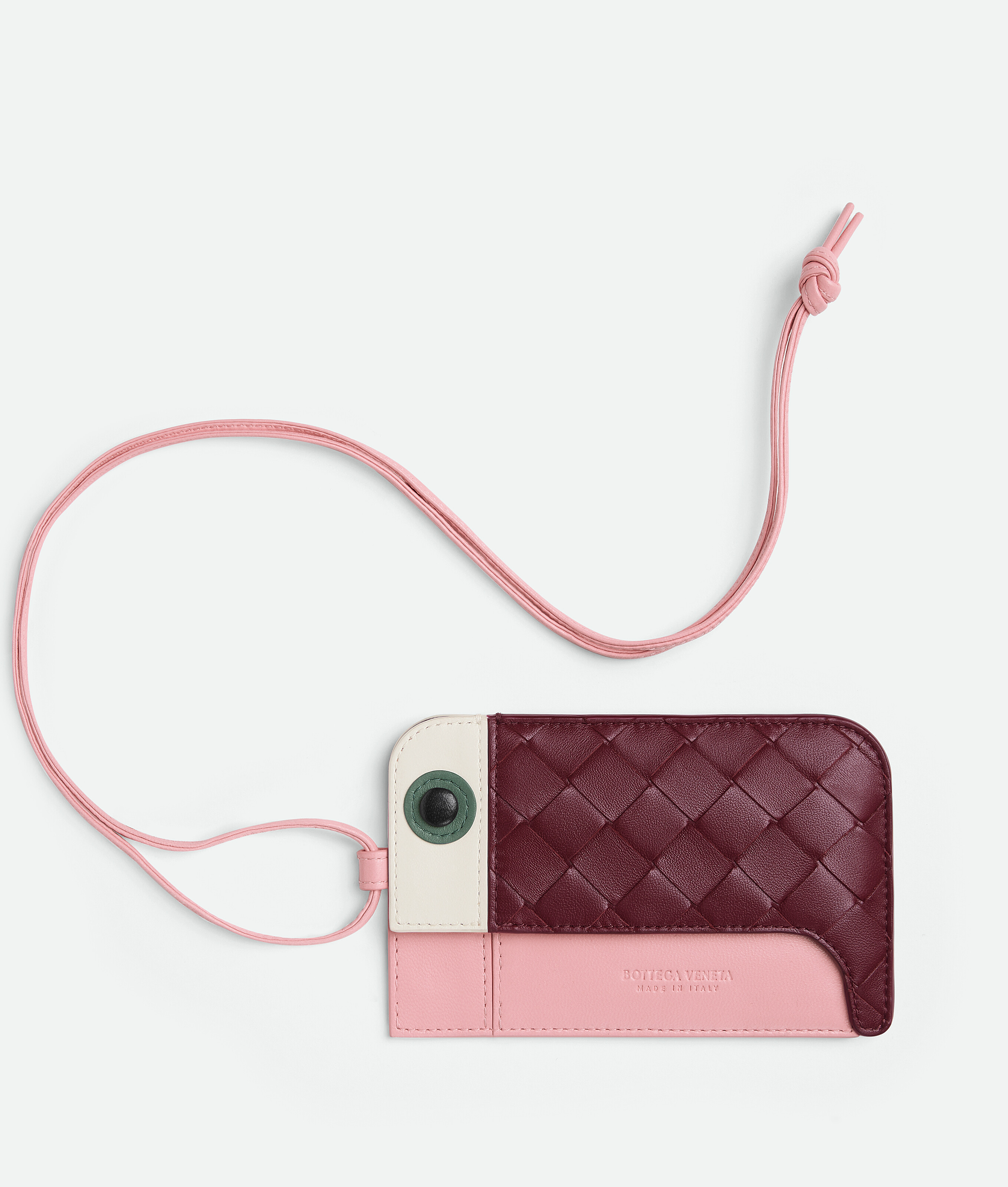 Bottega Veneta Intrecciato Toucan Card Holder On Strap In Pink