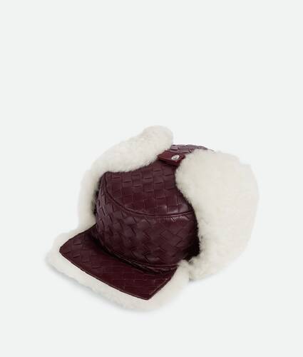 Intrecciato Leather Aviator Hat