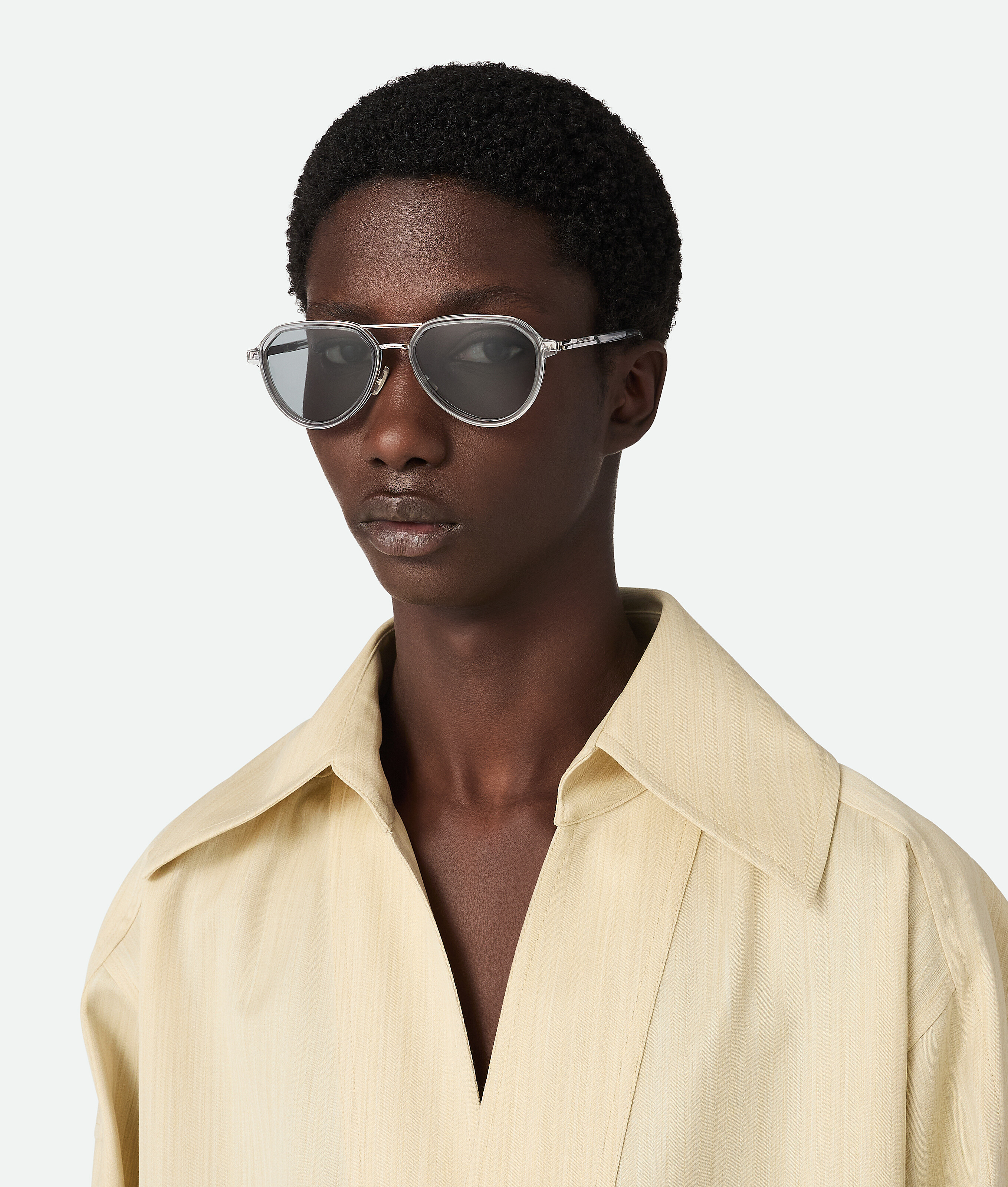 Bottega Veneta Forte Aviator Sonnenbrille In Lightblue/grey