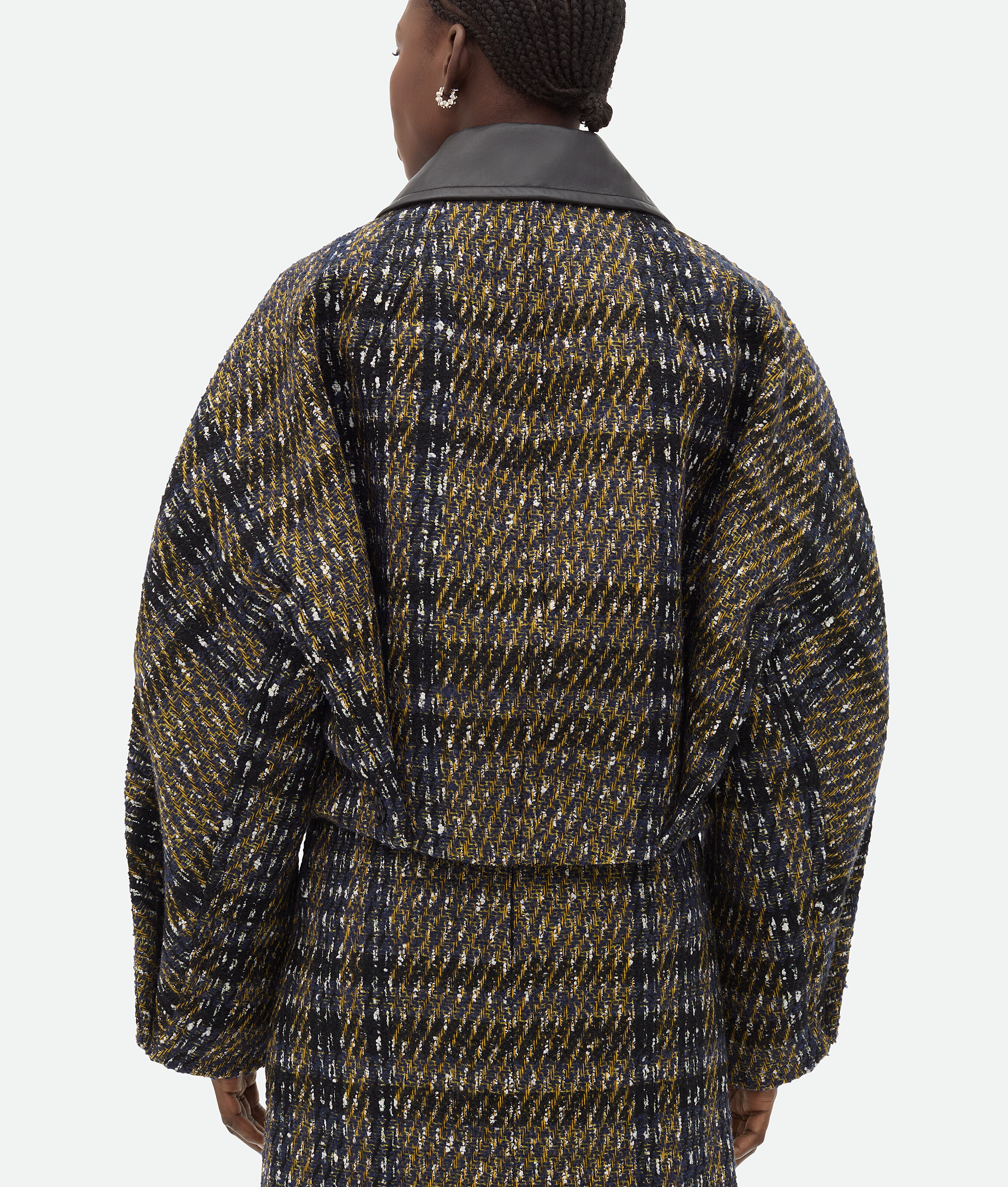 Bottega Veneta Check Pressed Wool Jacket In Eclipse/black/yellow