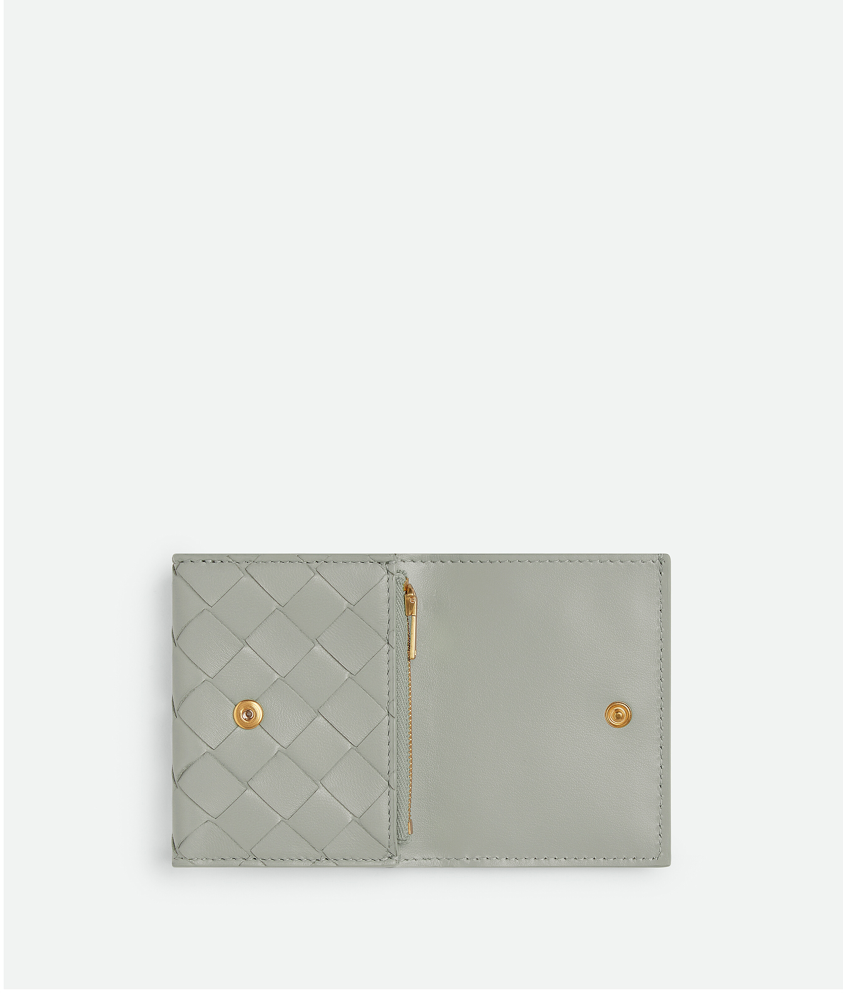 Shop Bottega Veneta Intrecciato Tri-fold Zip Wallet In Grey