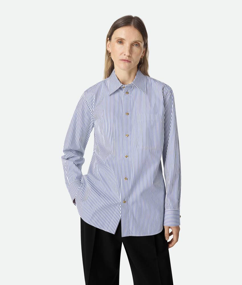 Display a large version of the product image 1 - Pinstripe Cotton Poplin Shirt