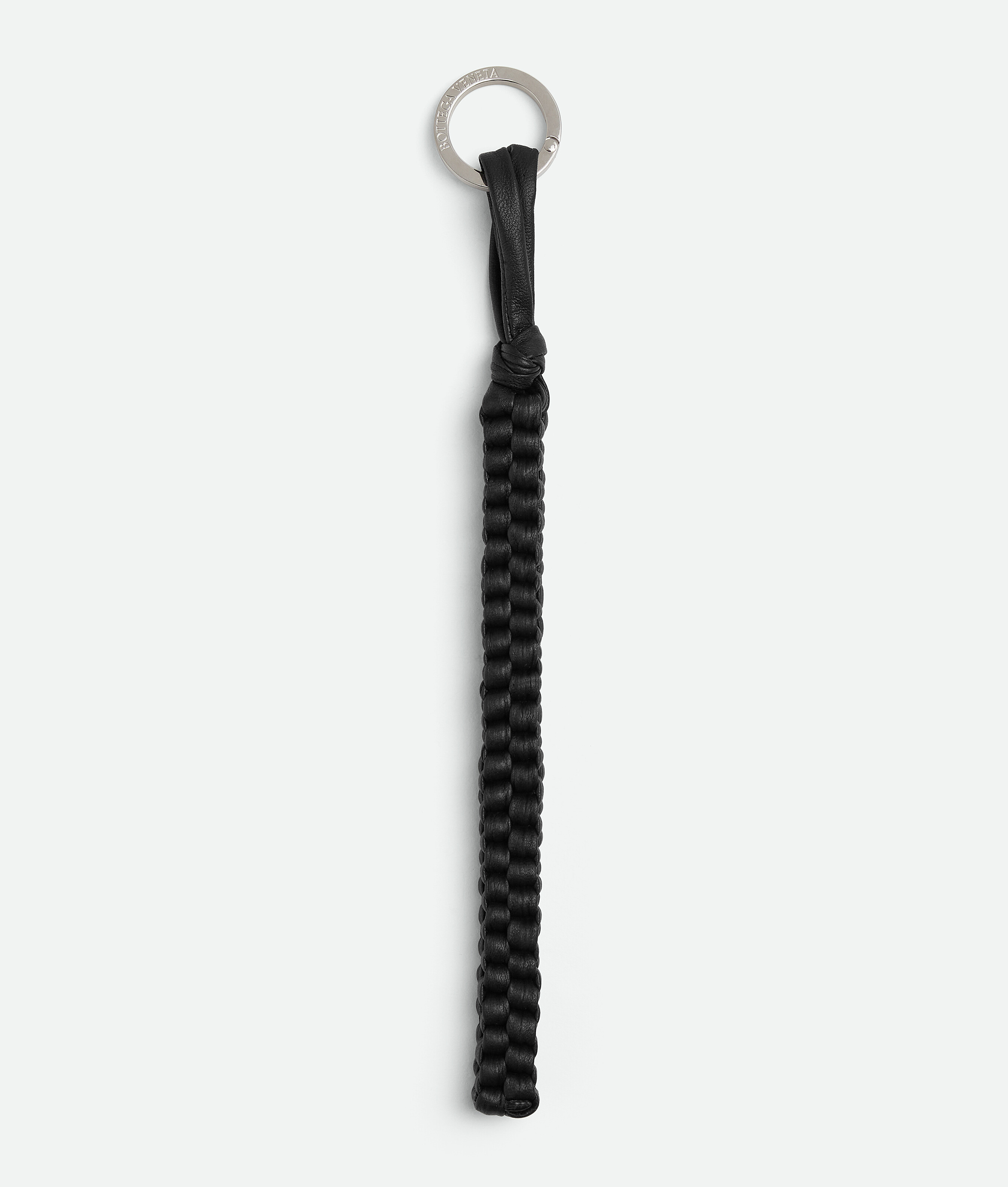 Bottega Veneta Intreccio Rope Long Key Ring In Black