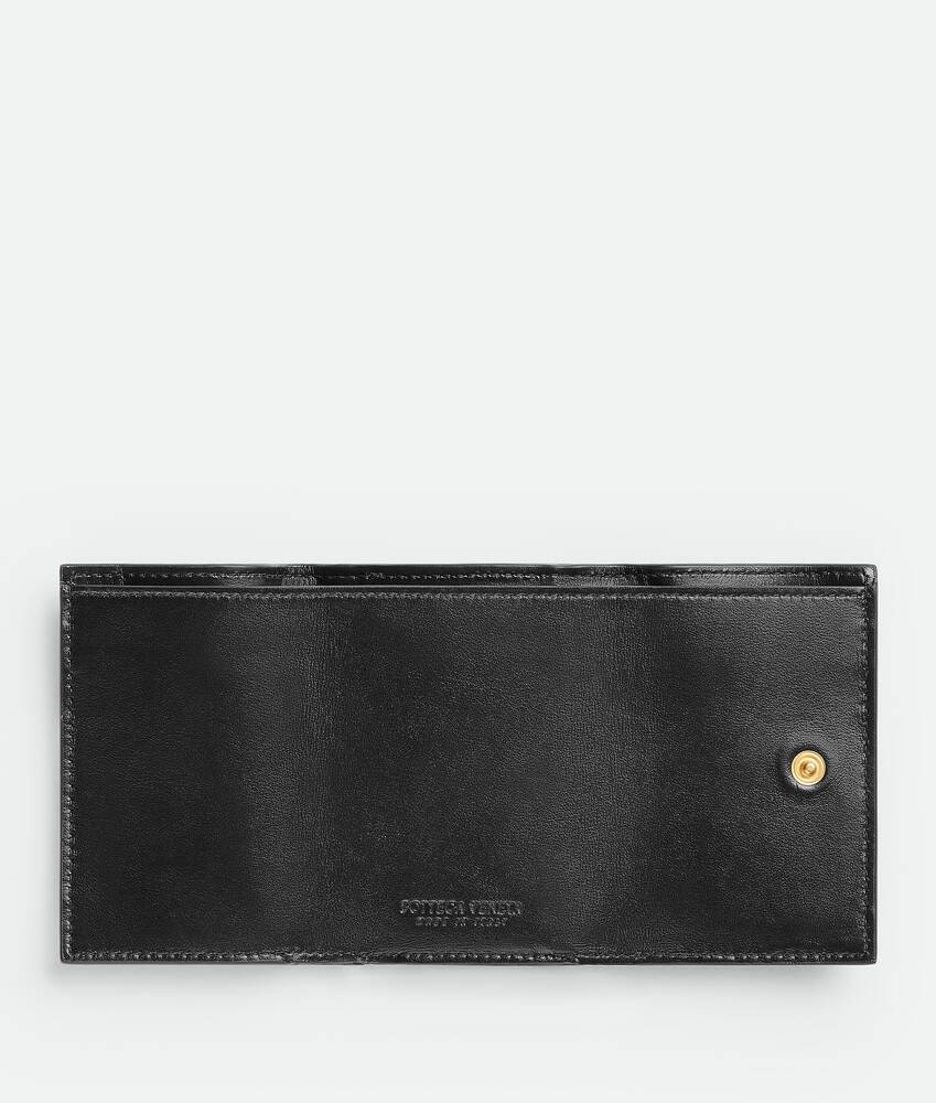 数々の賞を受賞 Wallet Long Bifold Black Intrecciato Veneta Bottega