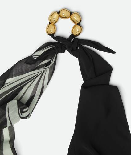 Bottega Veneta® Women's Printed Silk Beads Scarf in Camomile / Black /  White. Shop online now.