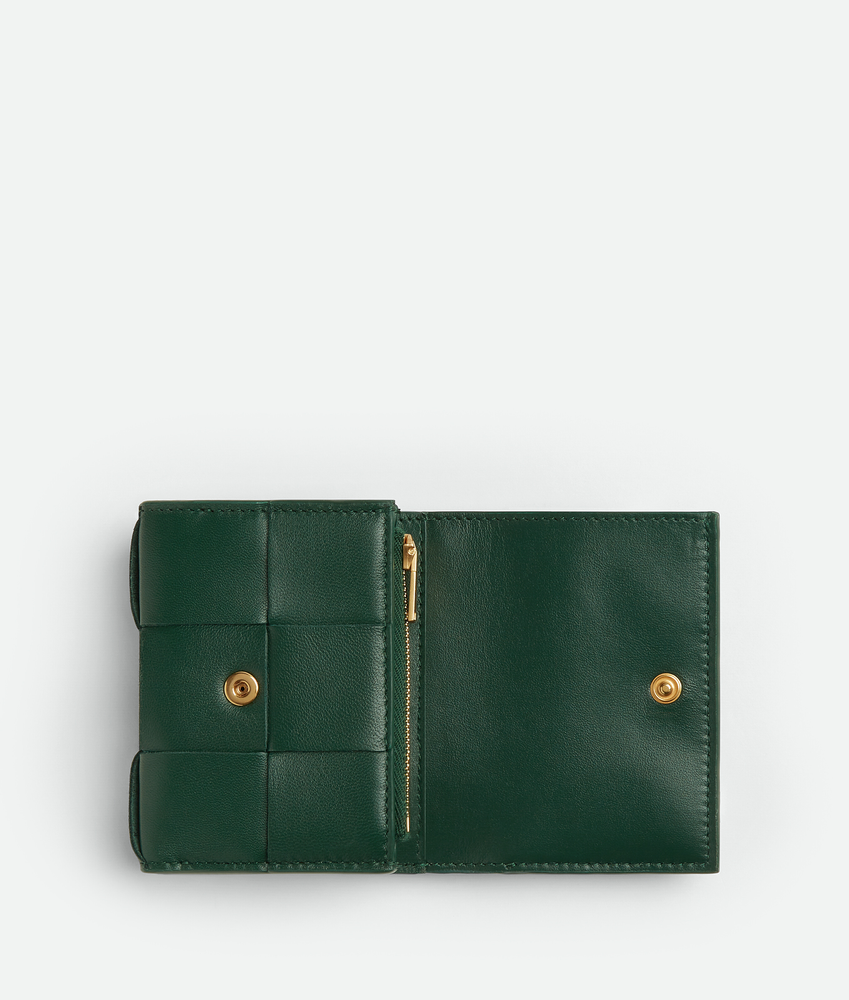 Shop Bottega Veneta Cassette Tri-fold Zip Wallet In Green