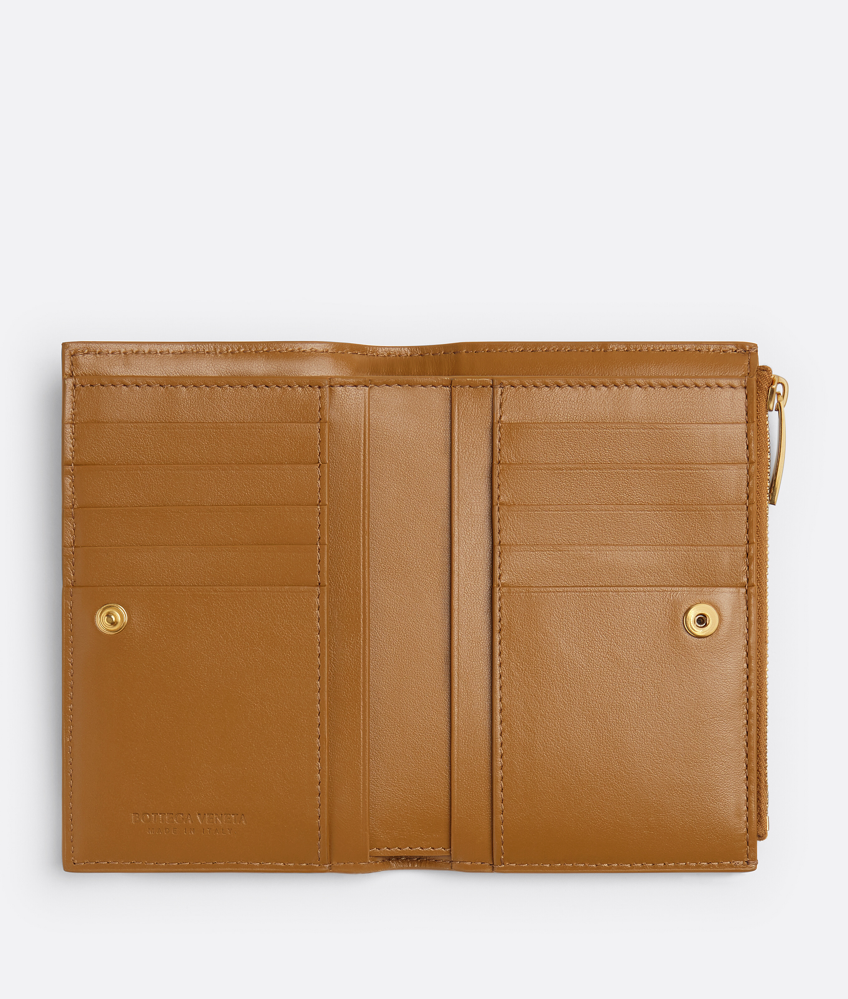 Shop Bottega Veneta Medium Bi-fold Zip Wallet In Camel