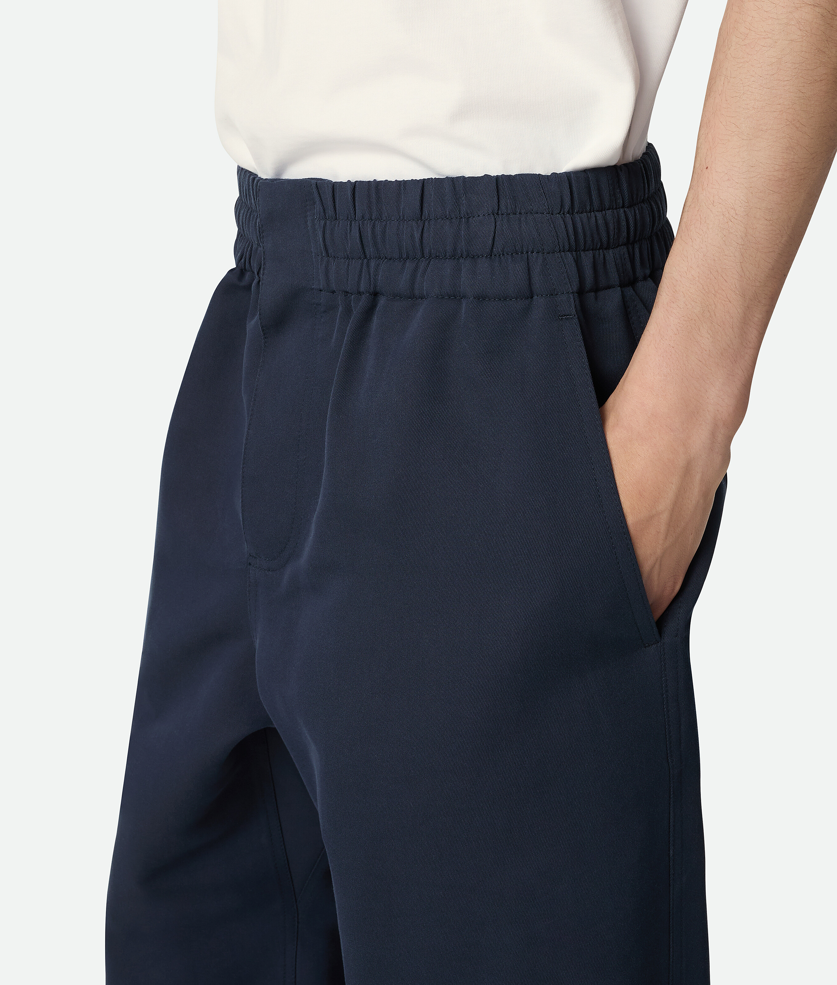 Bottega Veneta Pantalon En Sergé De Coton Et Soie In Black