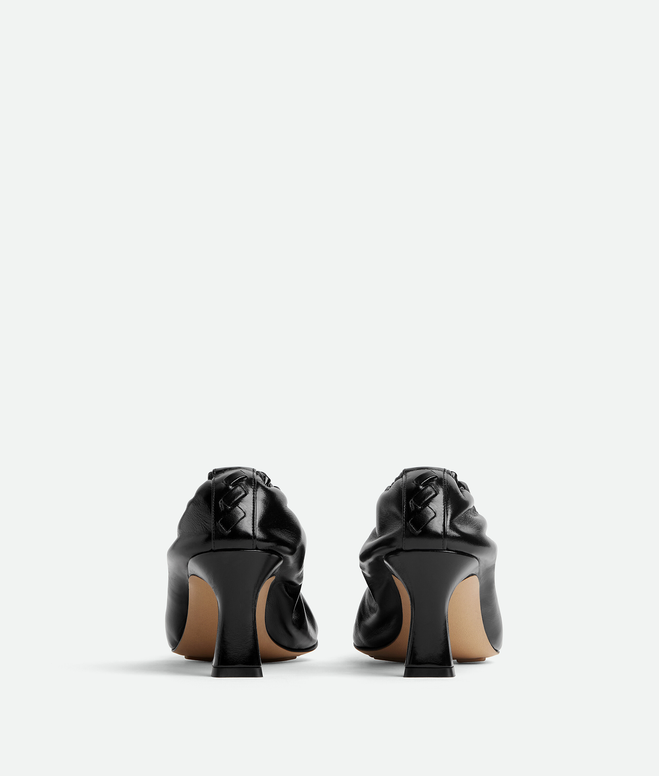 Bottega Veneta Sofia Black Patent Leather Elastic Ballerina With Heel In Multi