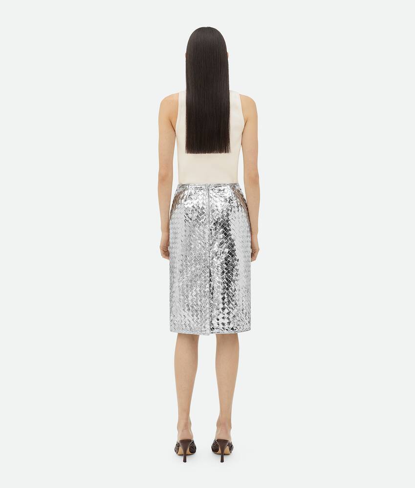 Display a large version of the product image 3 - Intrecciato Laminated Leather Midi Skirt
