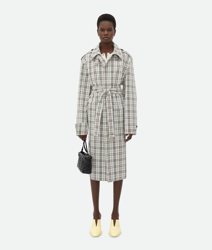 Checked trench coat best sale