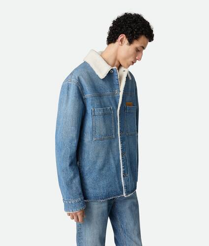 Veste en denim indigo vintage et shearling