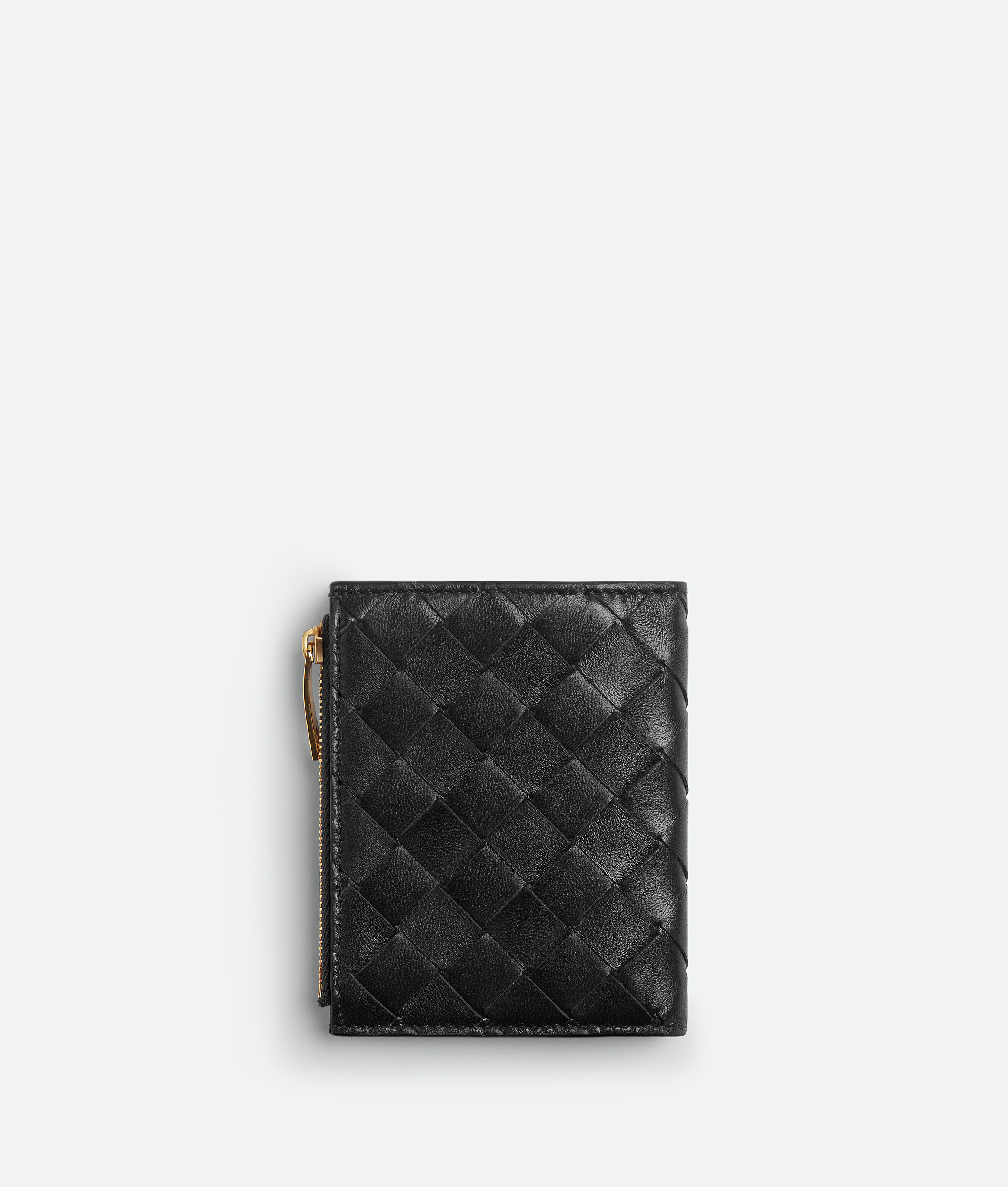 Bottega Veneta `small Intrecciato Bi-fold Zip Wallet` In Black