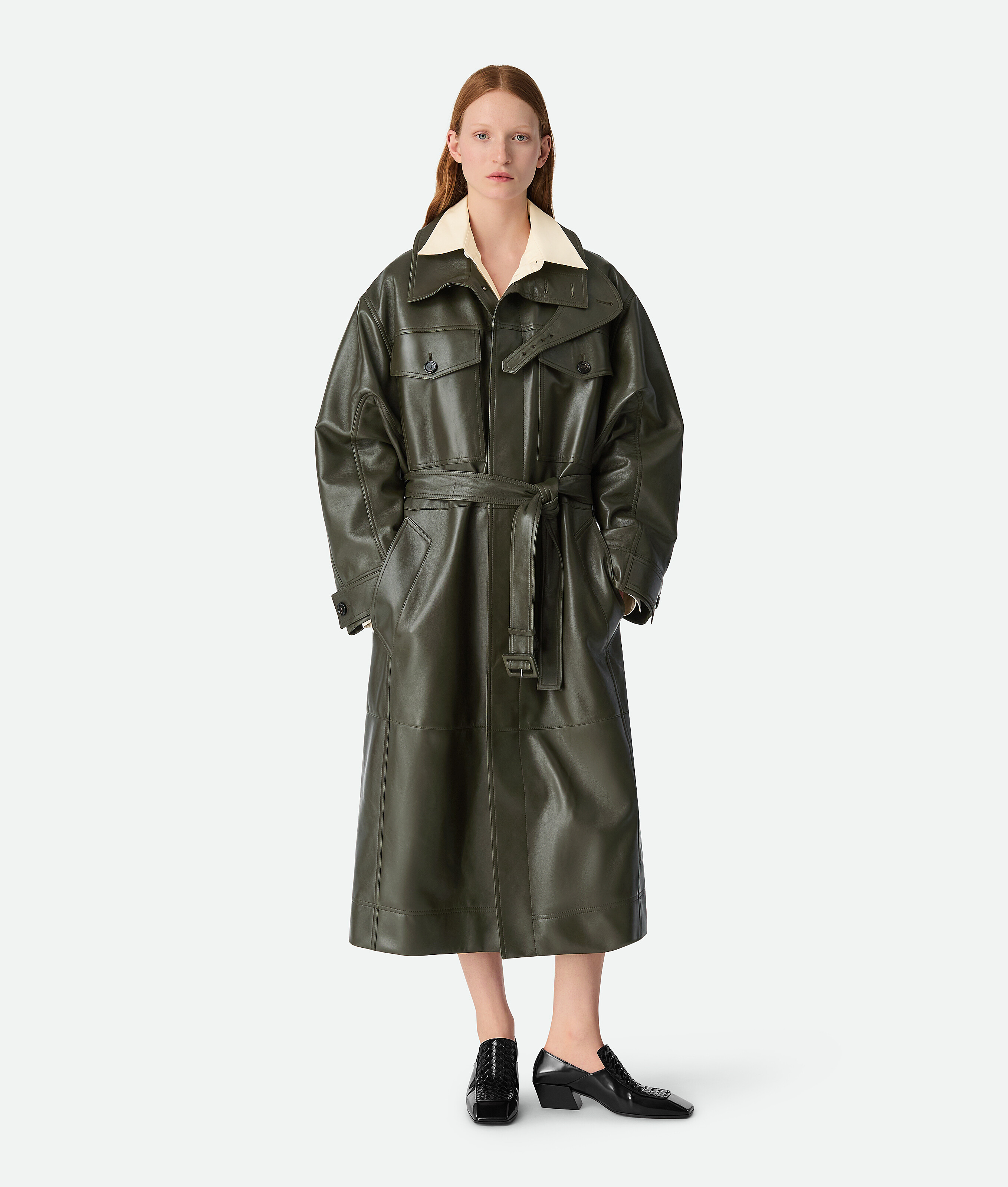 Bottega Veneta Manteau En Cuir - Dark Forest - Femme - 34 - Cuir D’Agneau