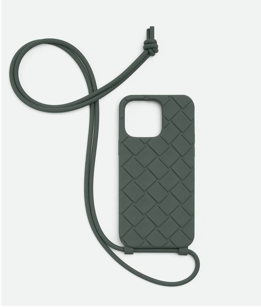 Bottega Veneta® Men's iPhone 14 Pro Max Case On Strap in Slate