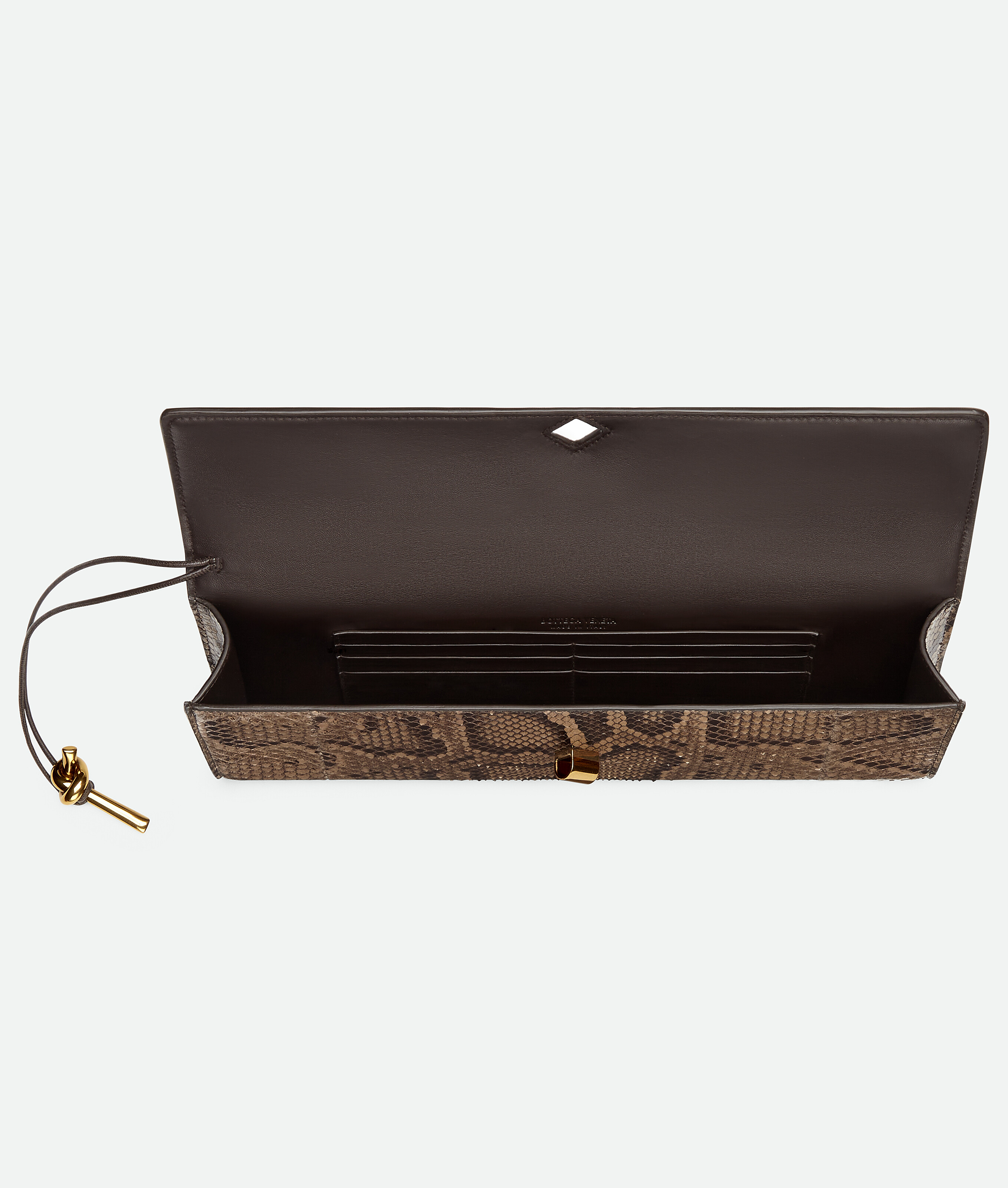 Bottega Veneta Python Long Andiamo Clutch Bag In Python/fondant