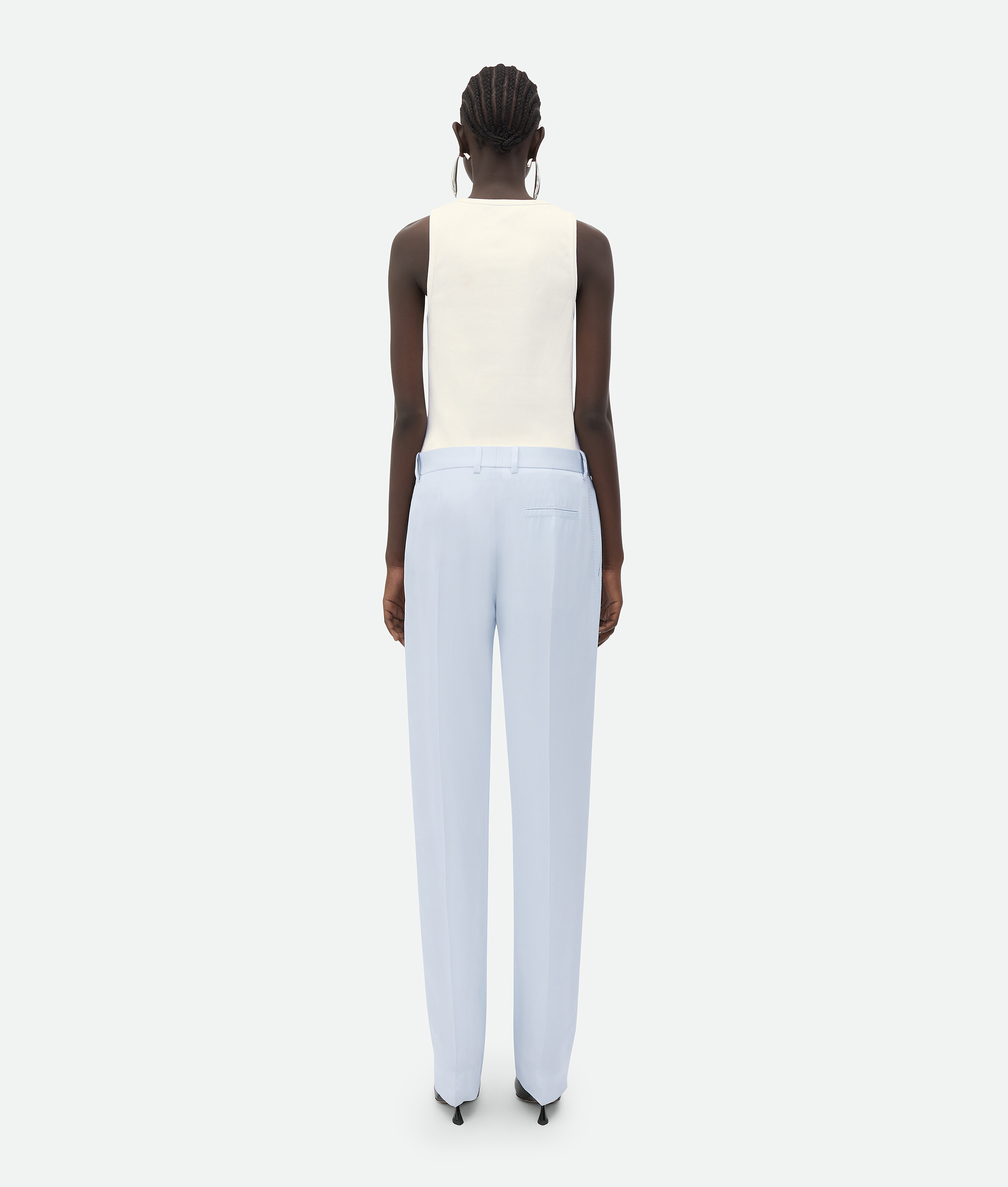 Bottega Veneta Pantalone In Twill Azzurro Pastello Donna In Blue