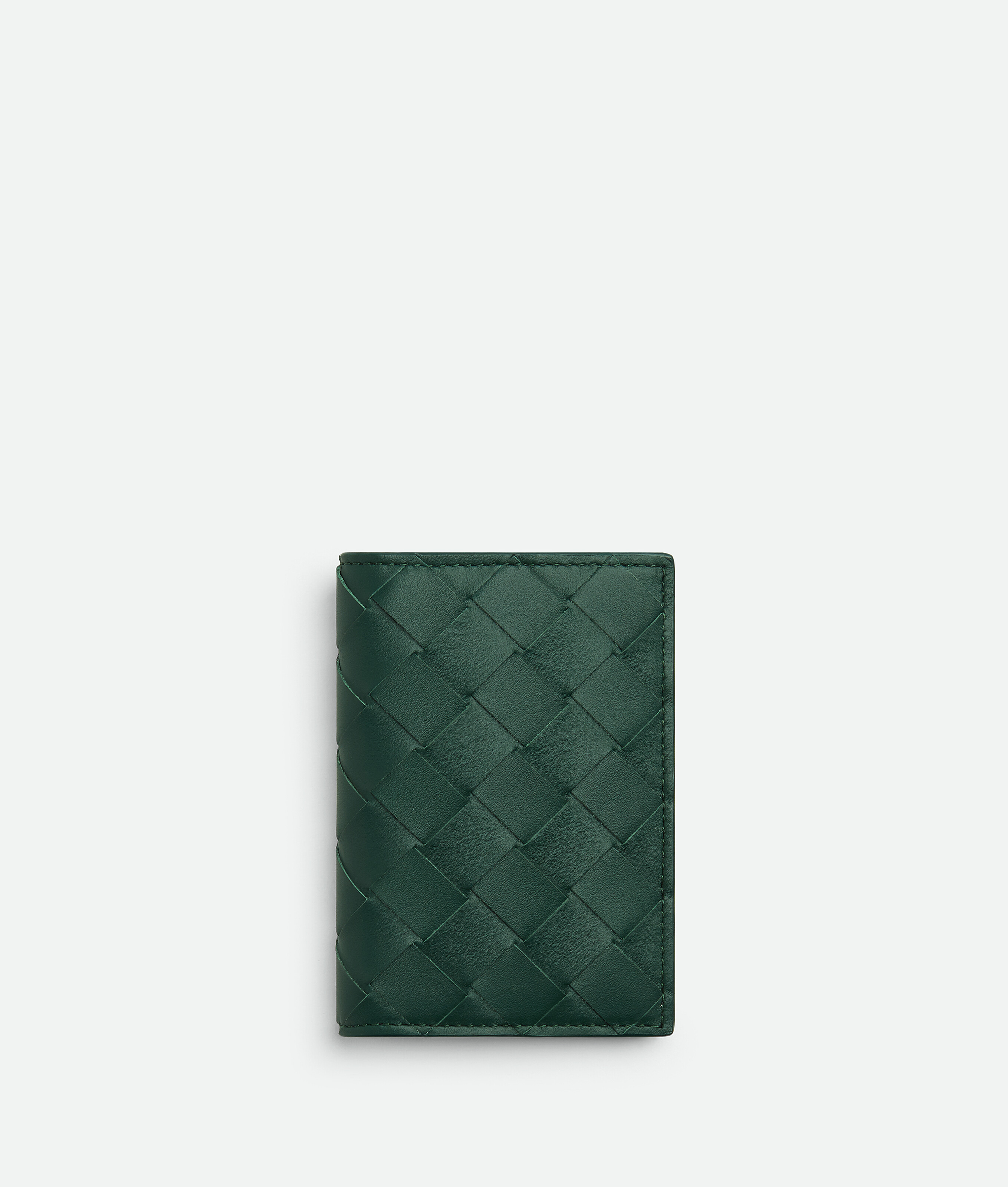 Bottega Veneta Intrecciato Flap Card Case In Green