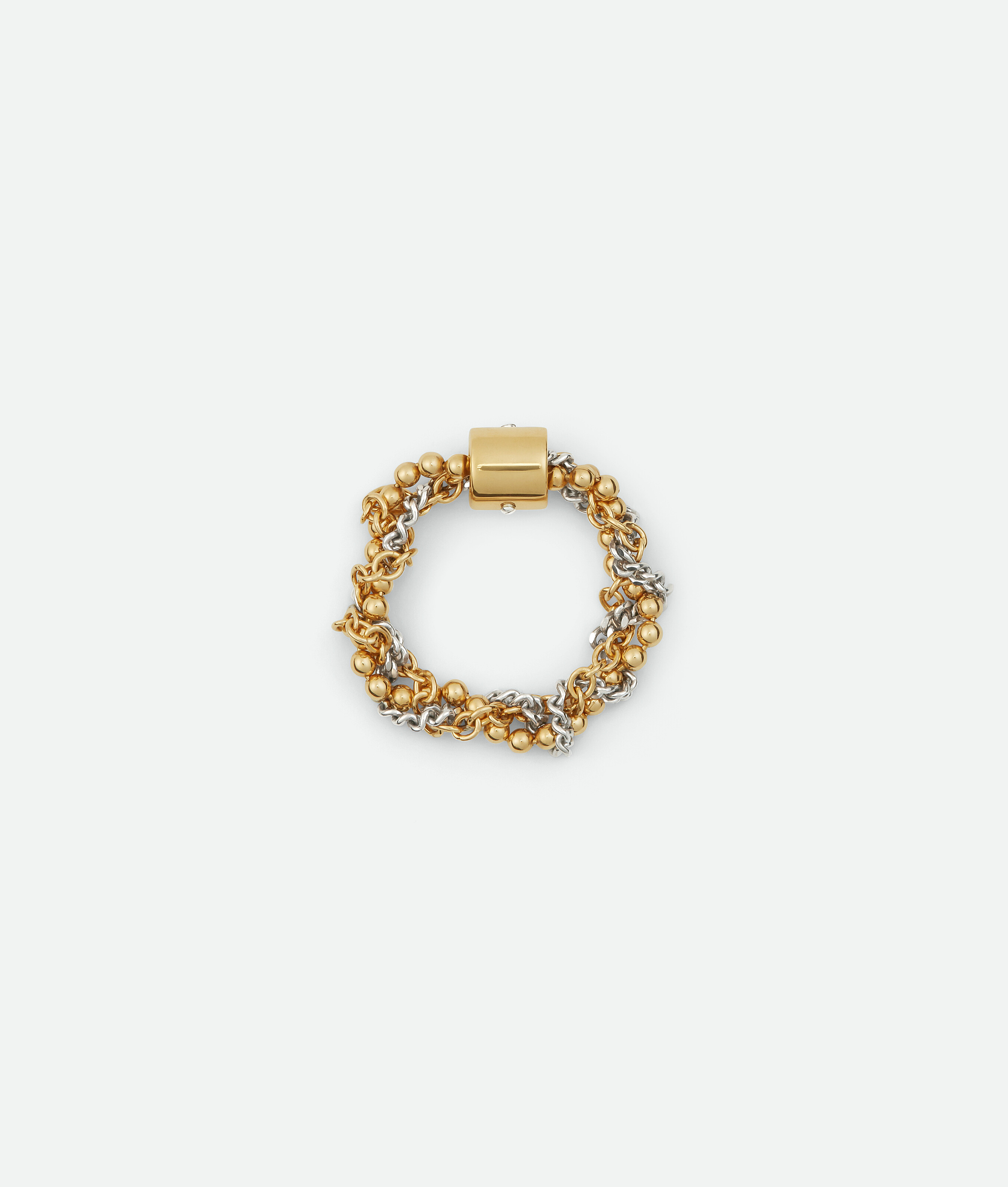 Shop Bottega Veneta Bague Braid In Silver/yellow Gold