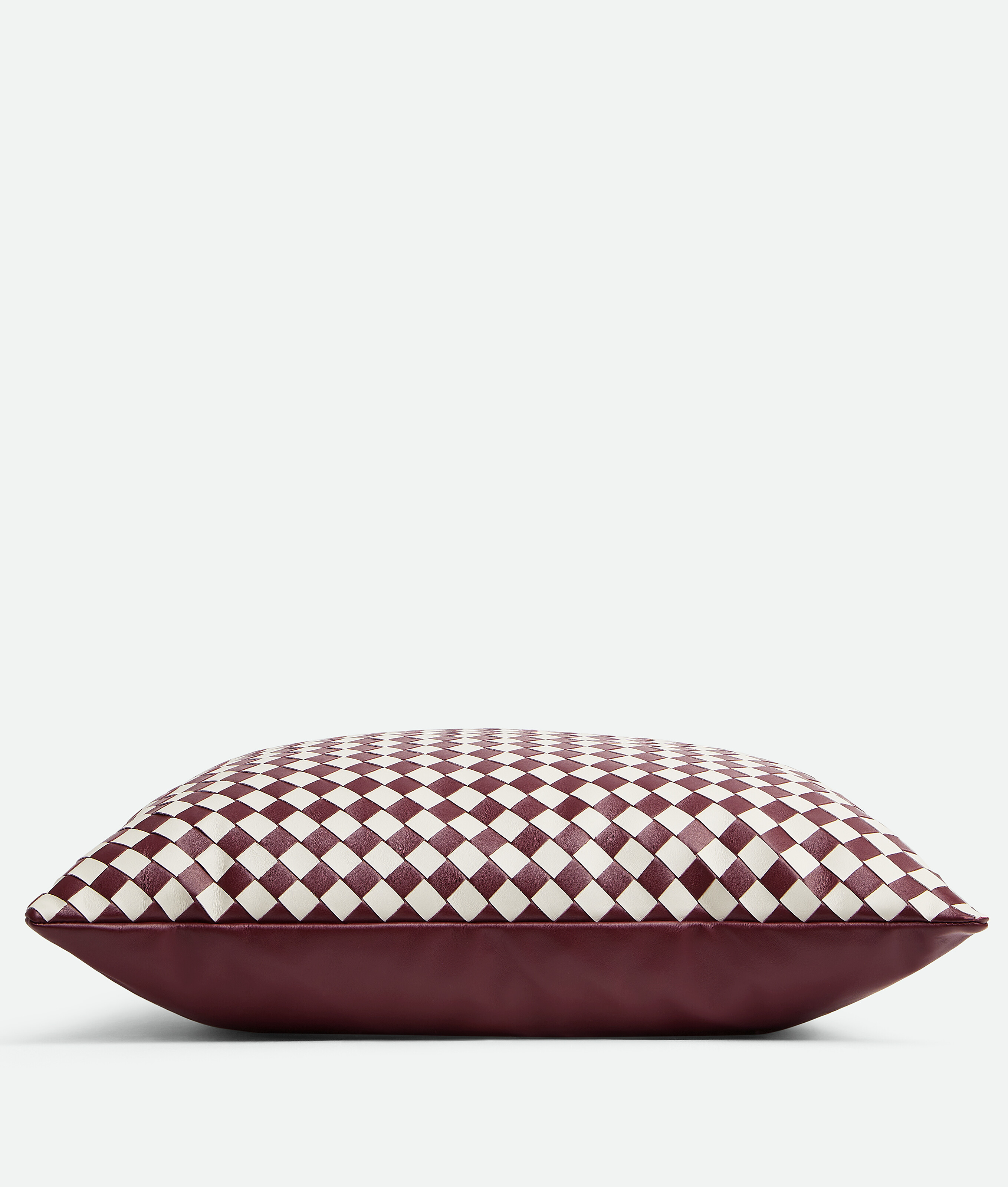 Bottega Veneta Check Intrecciato Cushion In Barolo/chalk