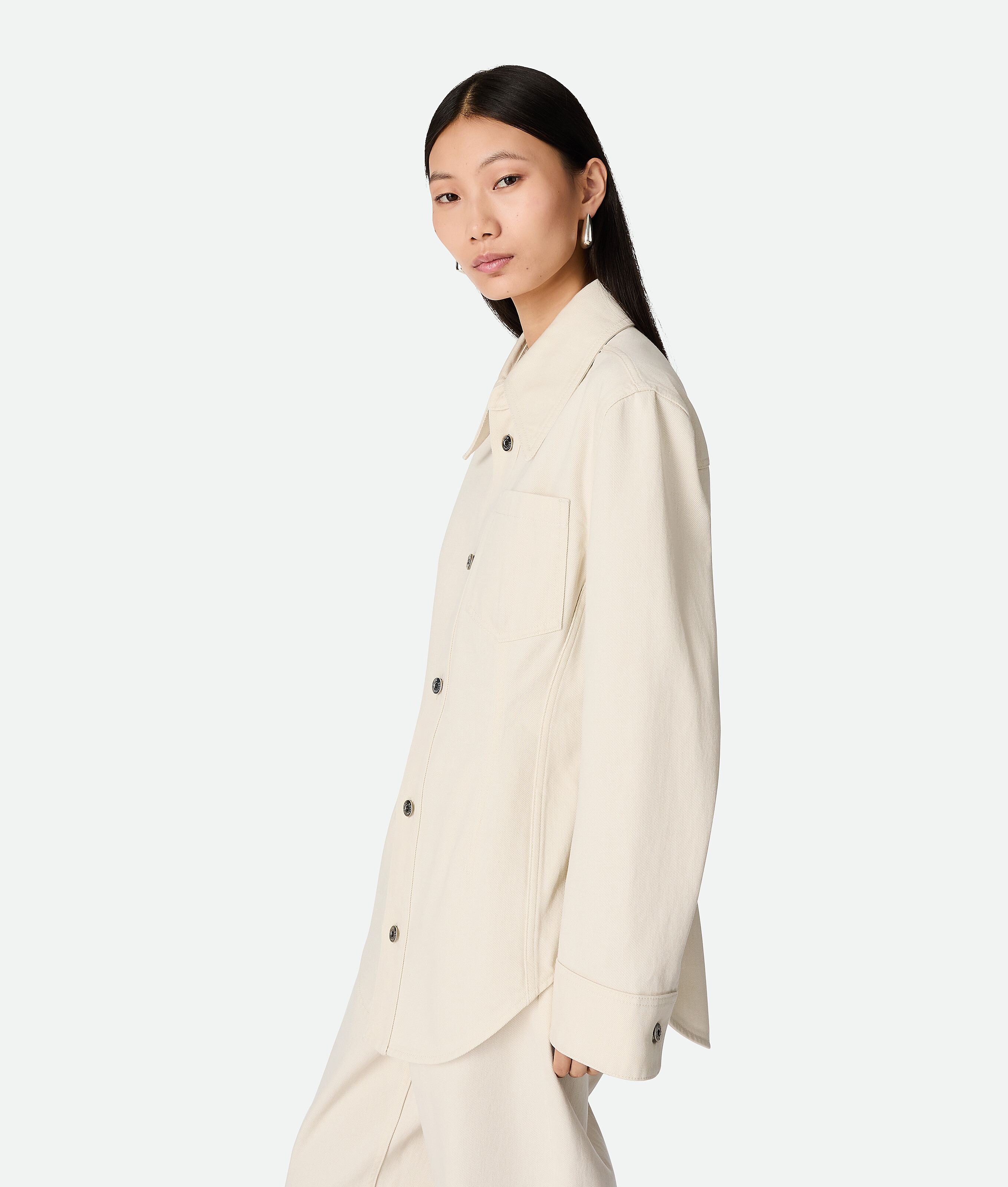Bottega Veneta Buntes Jeanshemd In Pale Meringue