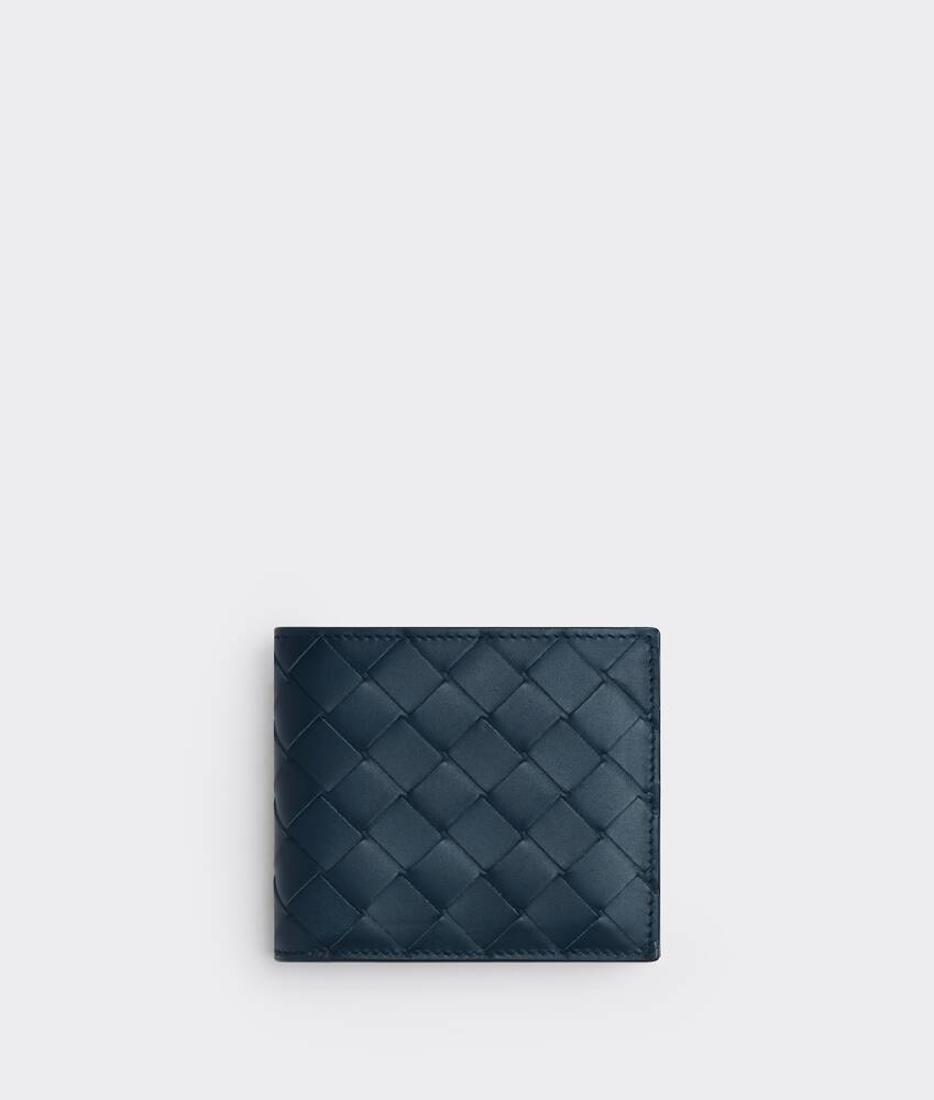 ボッテガヴェネタ BOTTEGAVENETA 二つ折り財布 イントレチャート レザー ダークグレー/ブルー メンズ 送料無料 e56064a