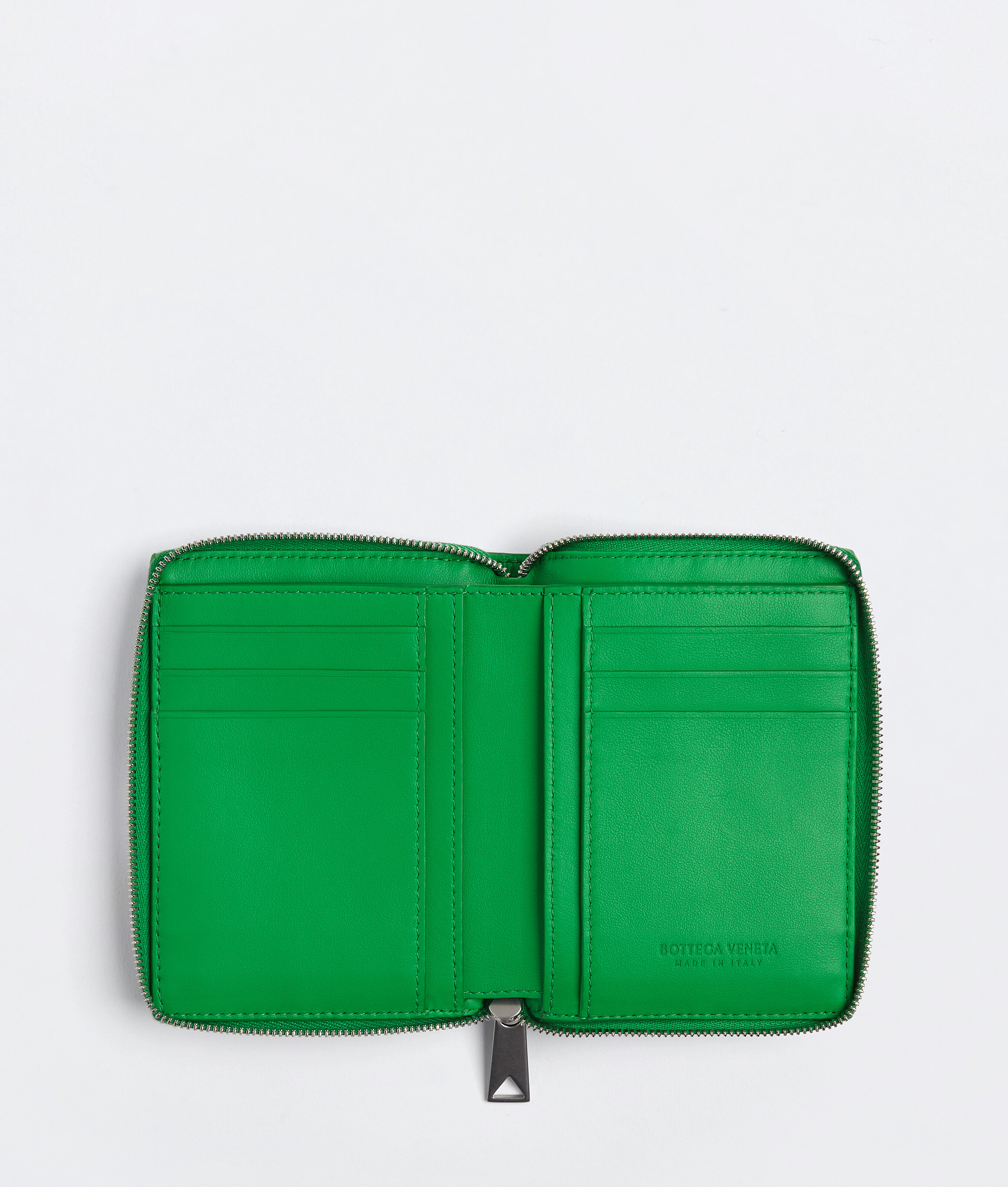 Shop Bottega Veneta Zip Around Wallet In Green