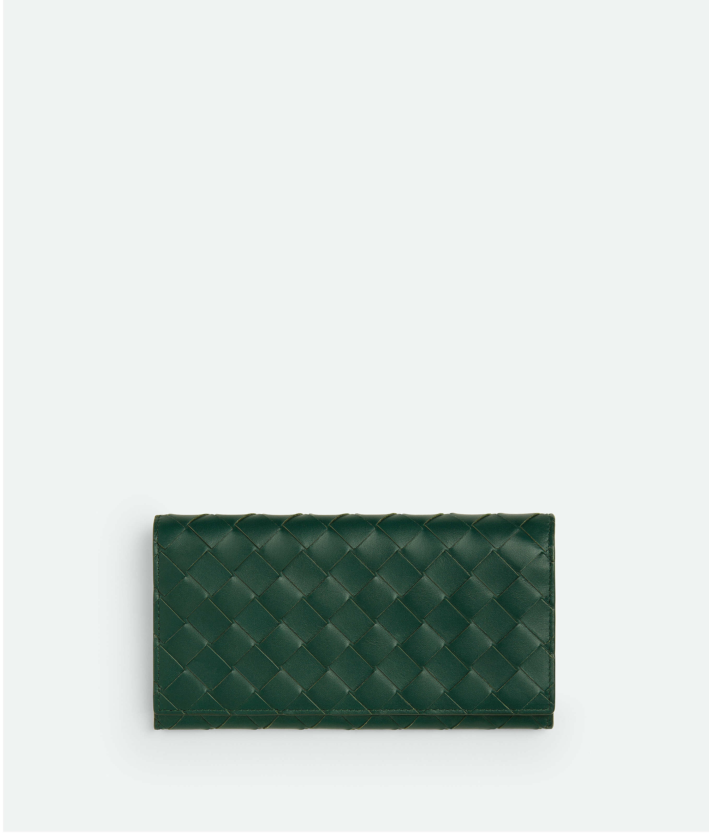 Bottega Veneta Intrecciato Long Wallet With Coin Purse In Green