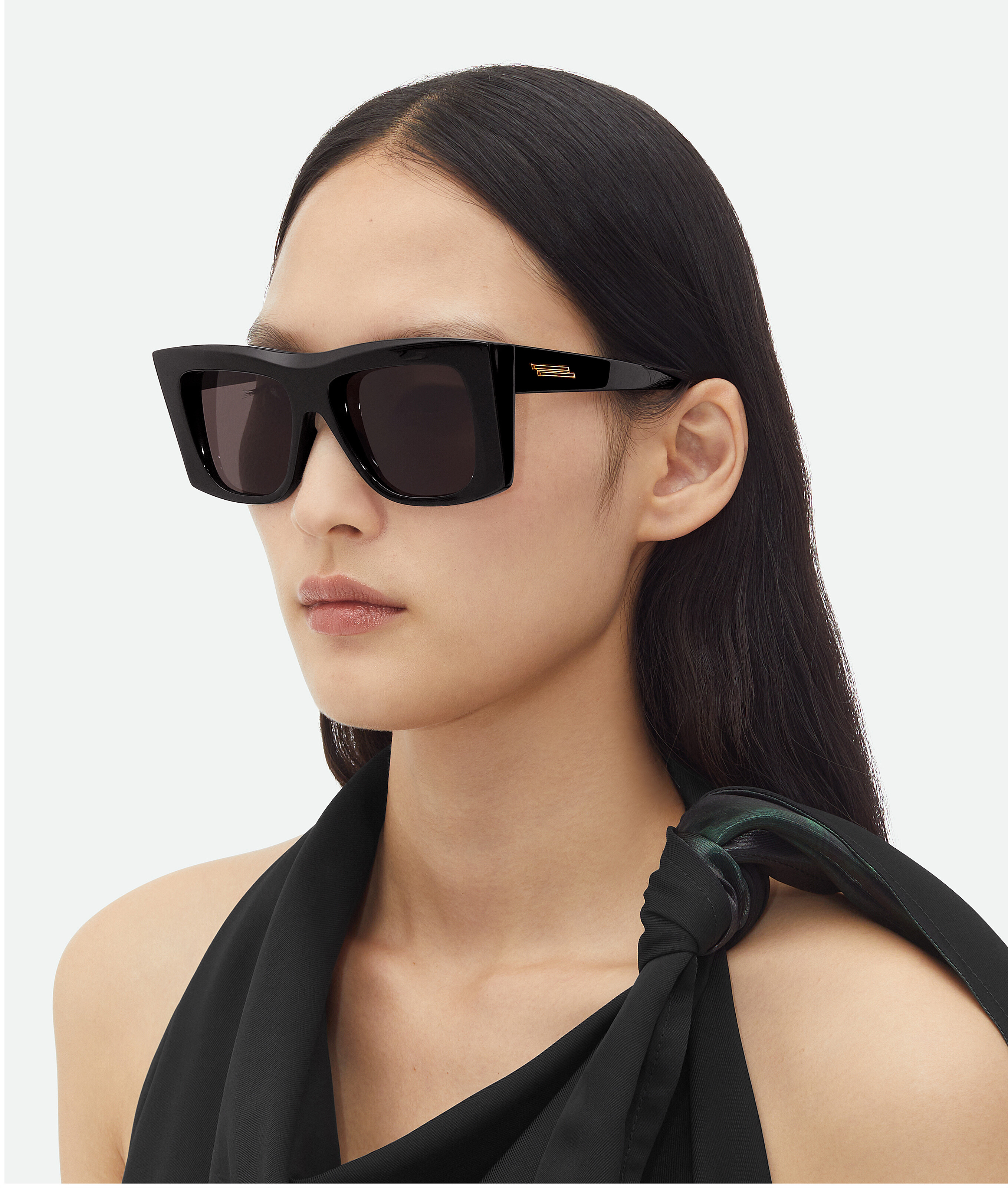 Shop Bottega Veneta Visor Recycled Acetate Square Sunglasses In Black