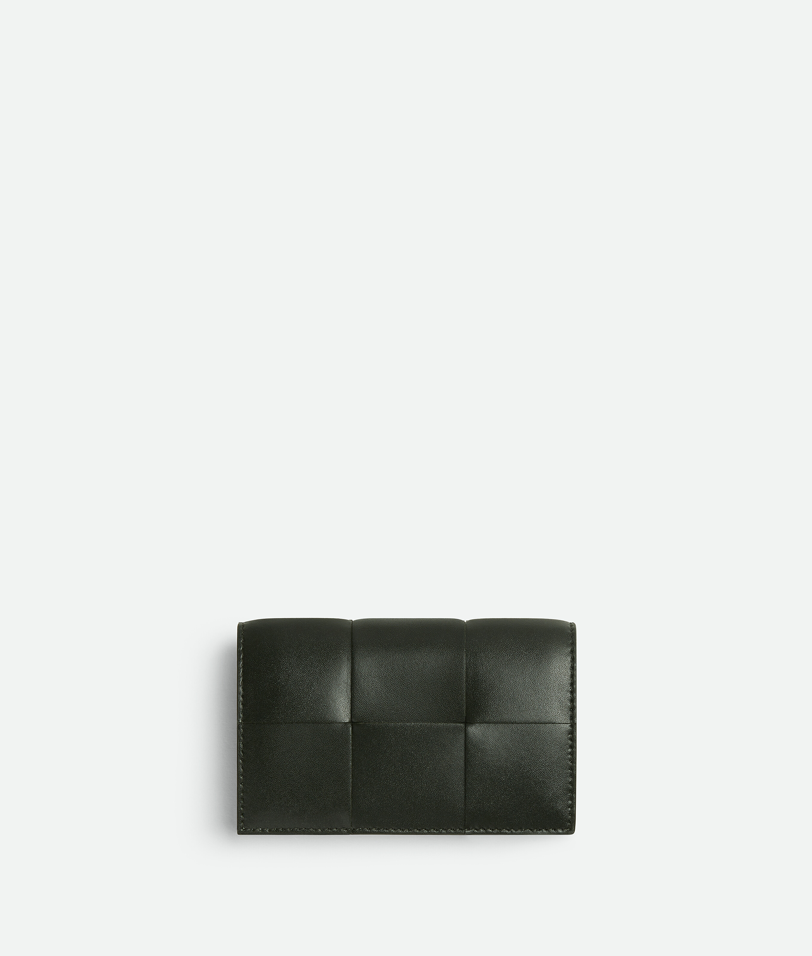 Bottega Veneta Cassette Business Card Case In Dark Green/agate Grey