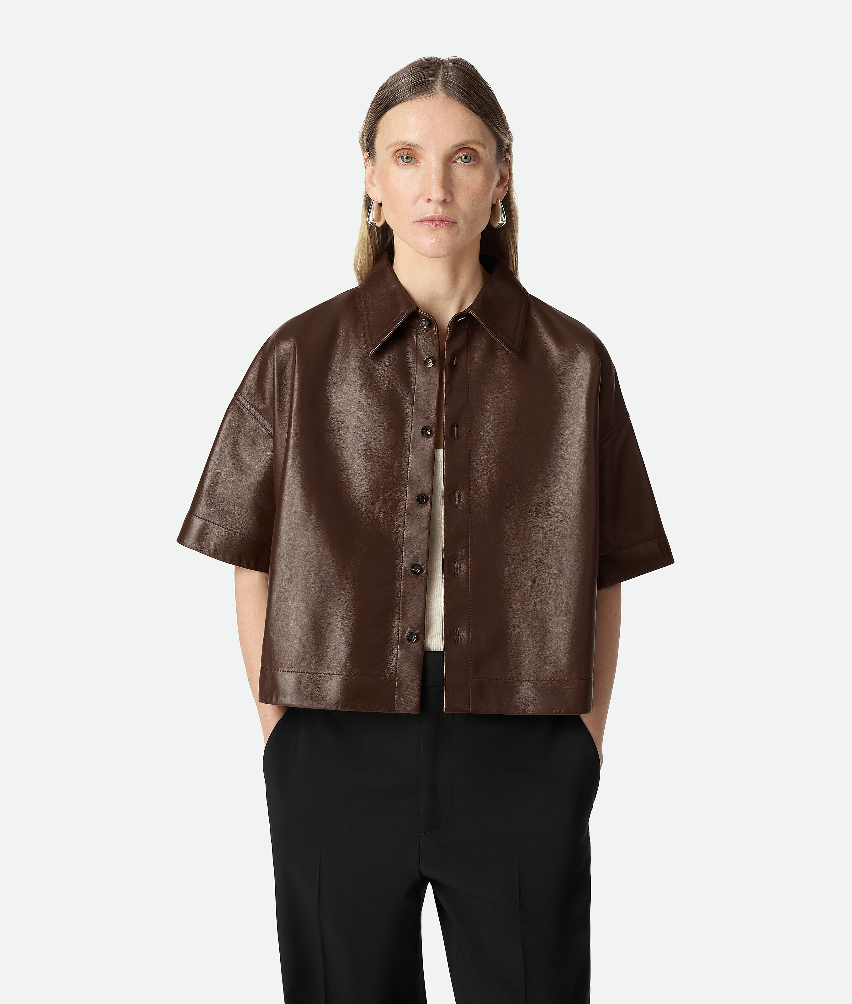 Bottega Veneta Chemise En Cuir - Tobacco - Femme - 42 - Cuir D’Agneau