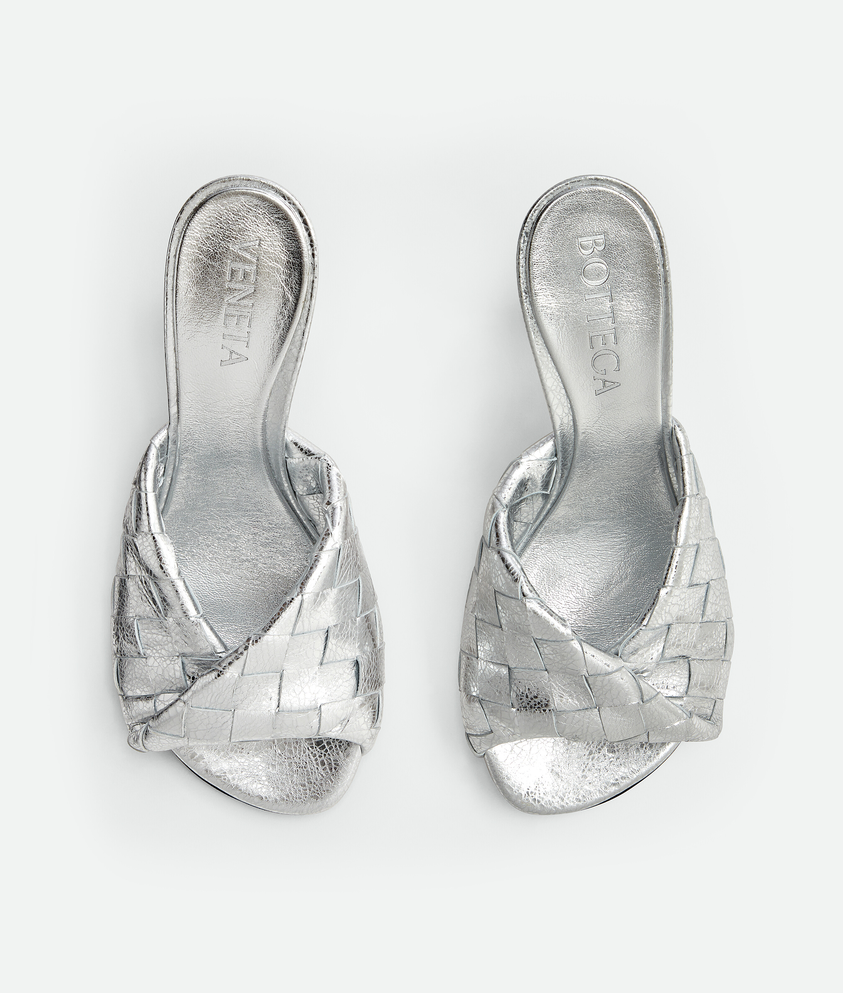 Bottega Veneta Blink Mules In Silver