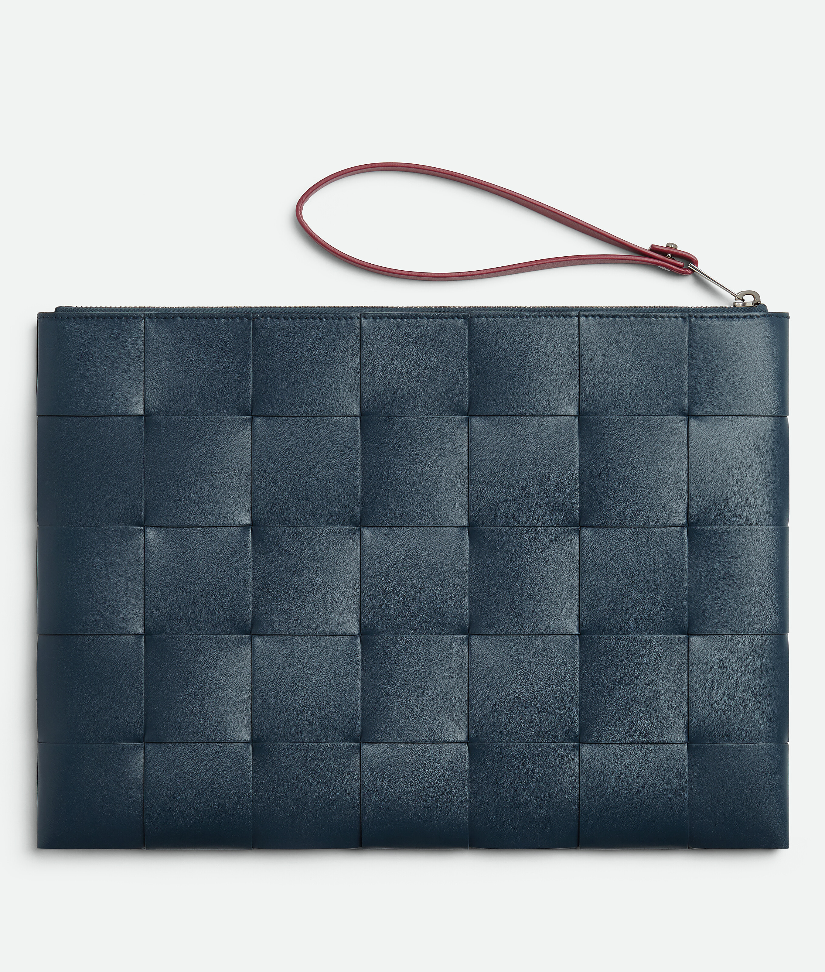 Shop Bottega Veneta Cassette Large Flat Pouch In Deep Blue/ambra