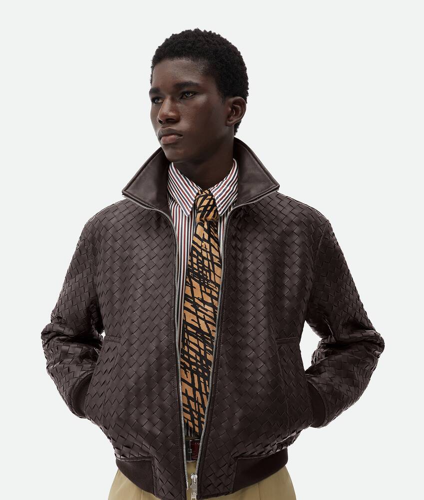 Men's Intrecciato Leather Blouson in Fondant Bottega Veneta US
